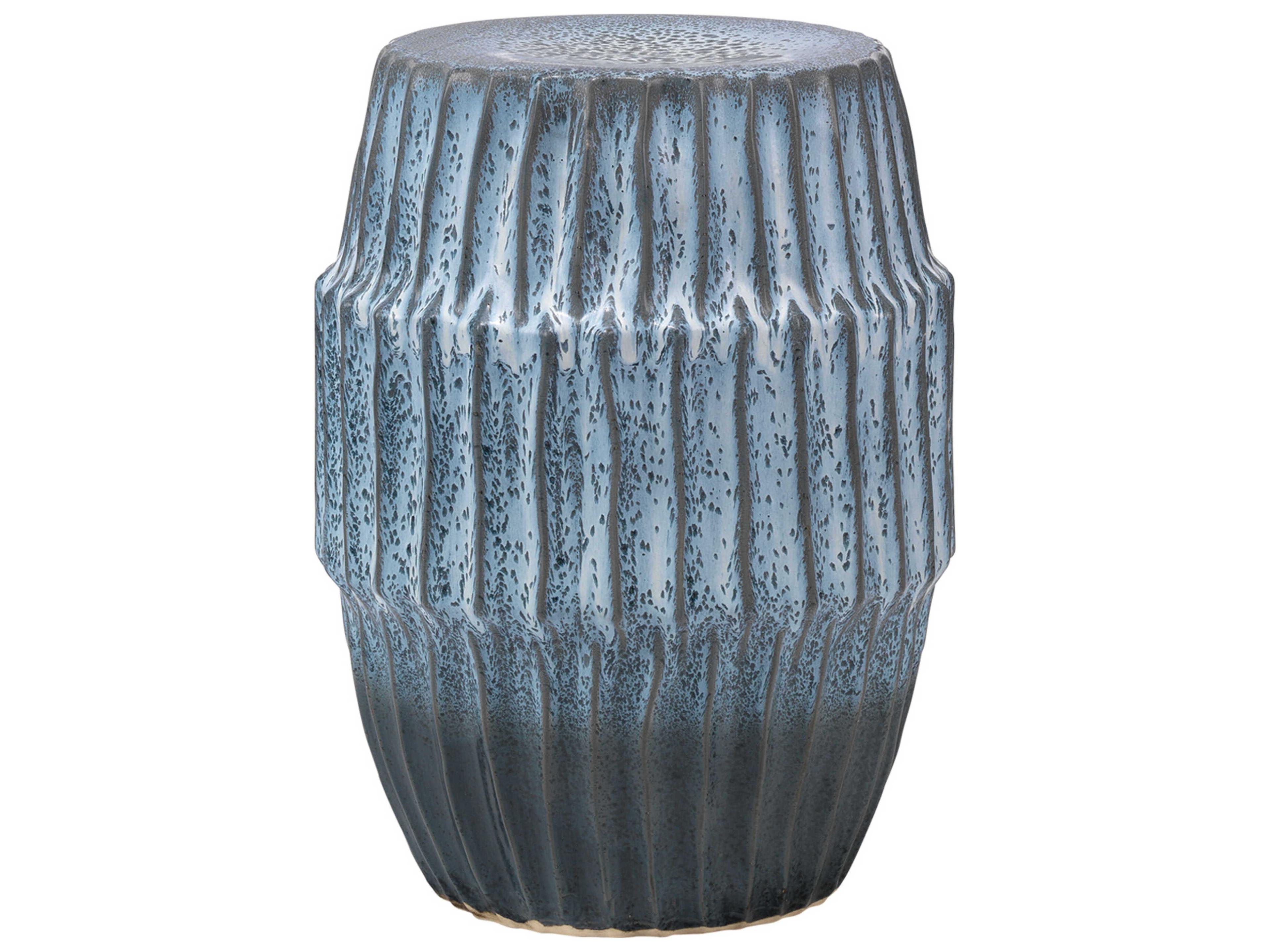 Jamie Young Round Ceramic Blue Ombre End Table