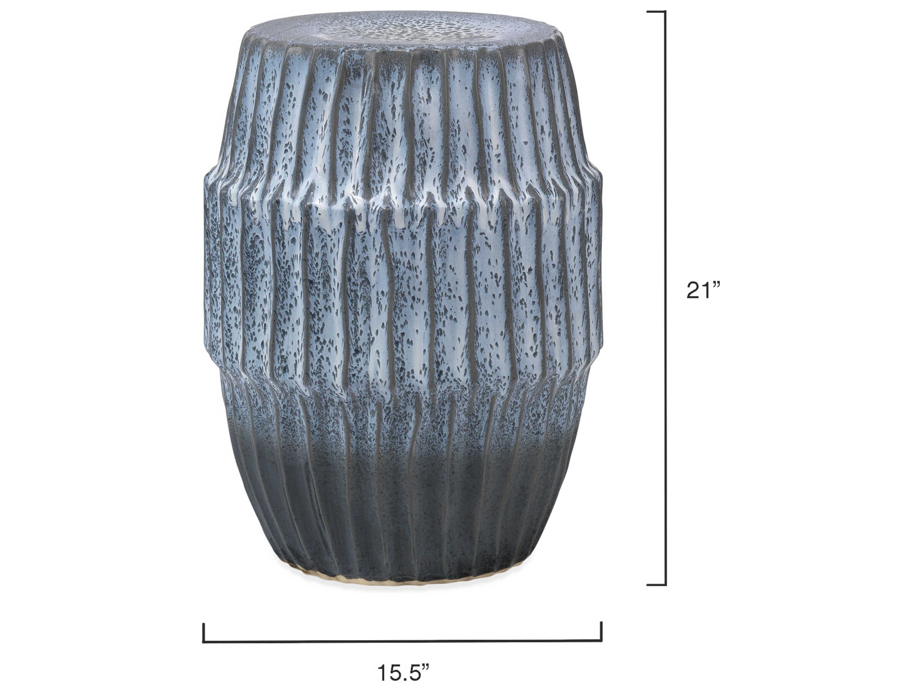 Jamie Young Round Ceramic Blue Ombre End Table