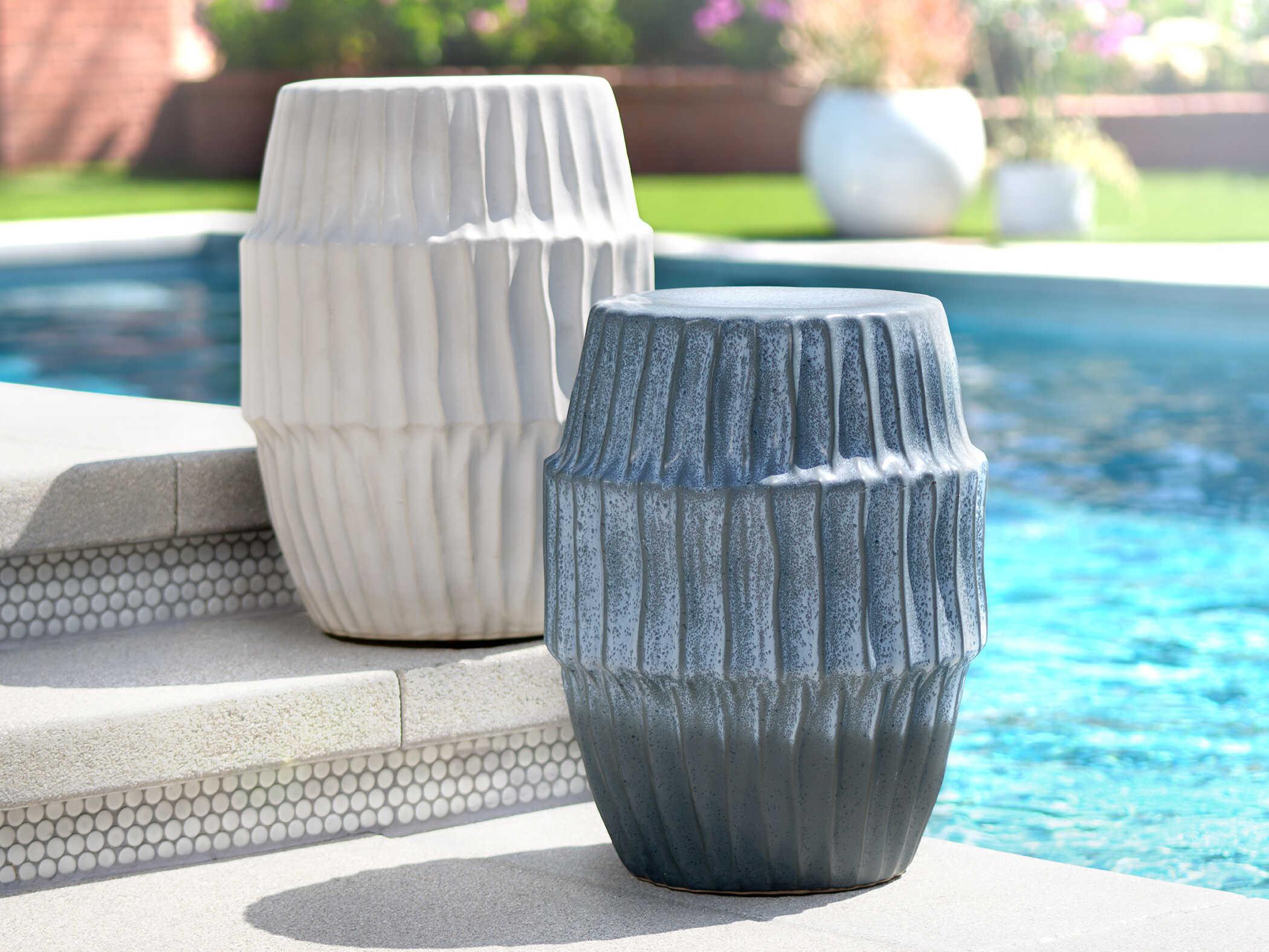 Jamie Young Round Ceramic Blue Ombre End Table