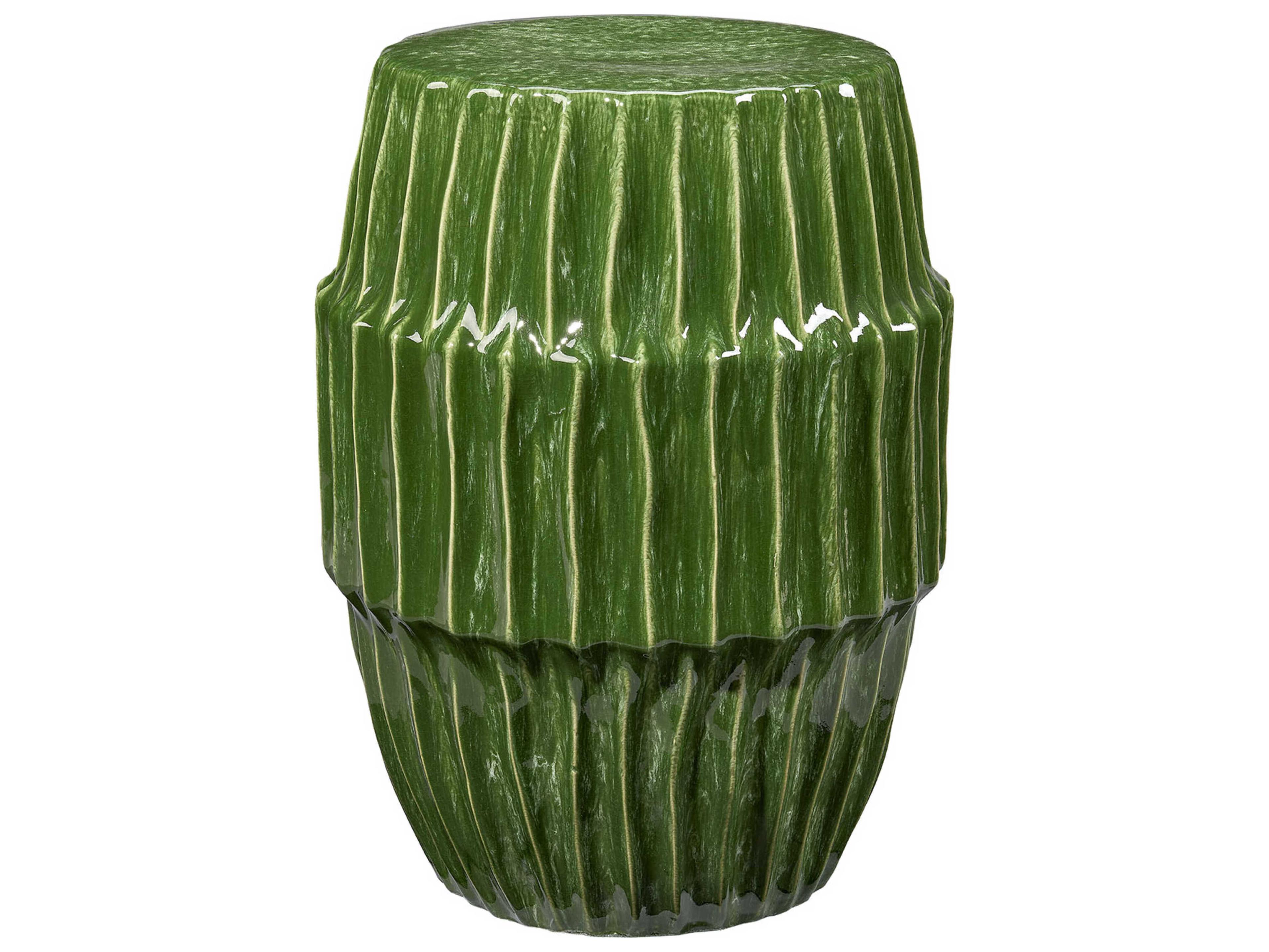 Jamie Young Algae 15" Round Ceramic Green End Table