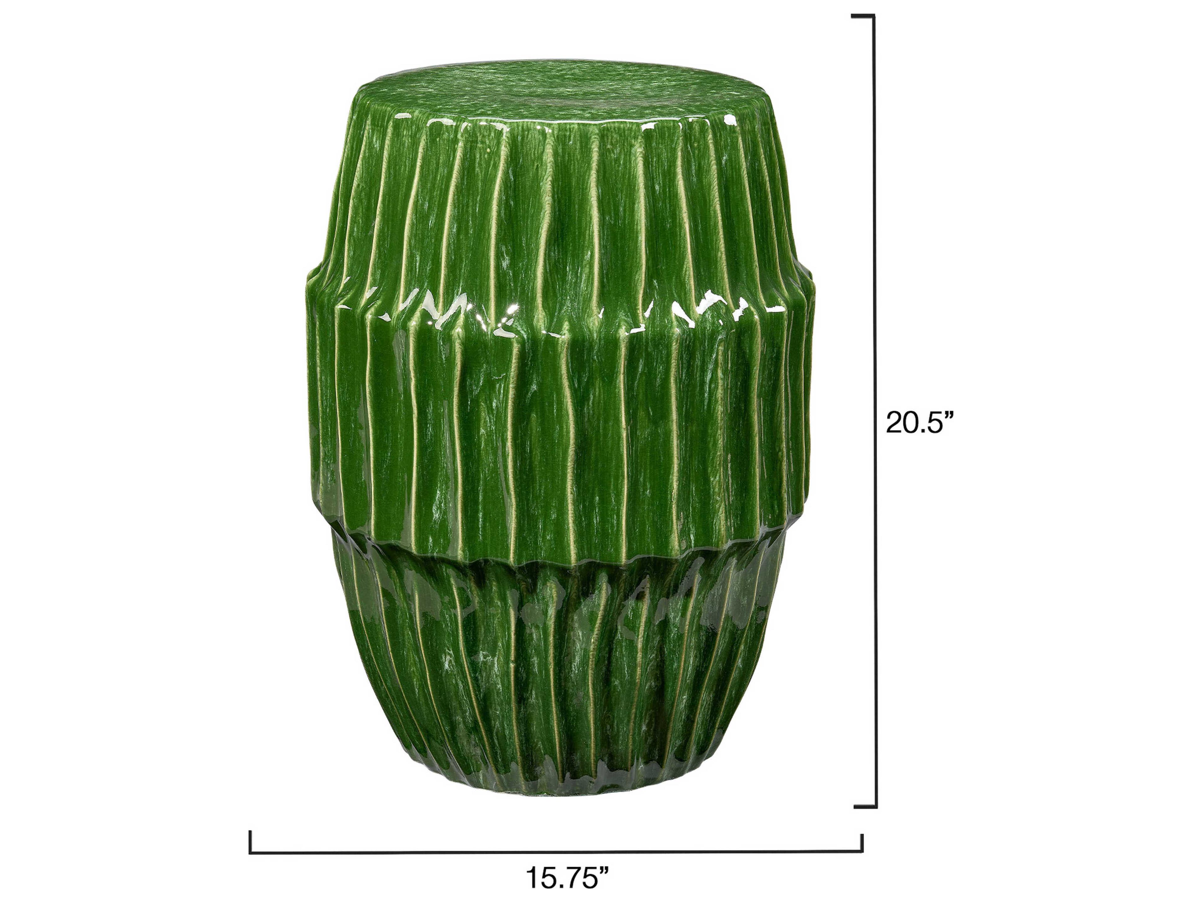 Jamie Young Algae 15" Round Ceramic Green End Table