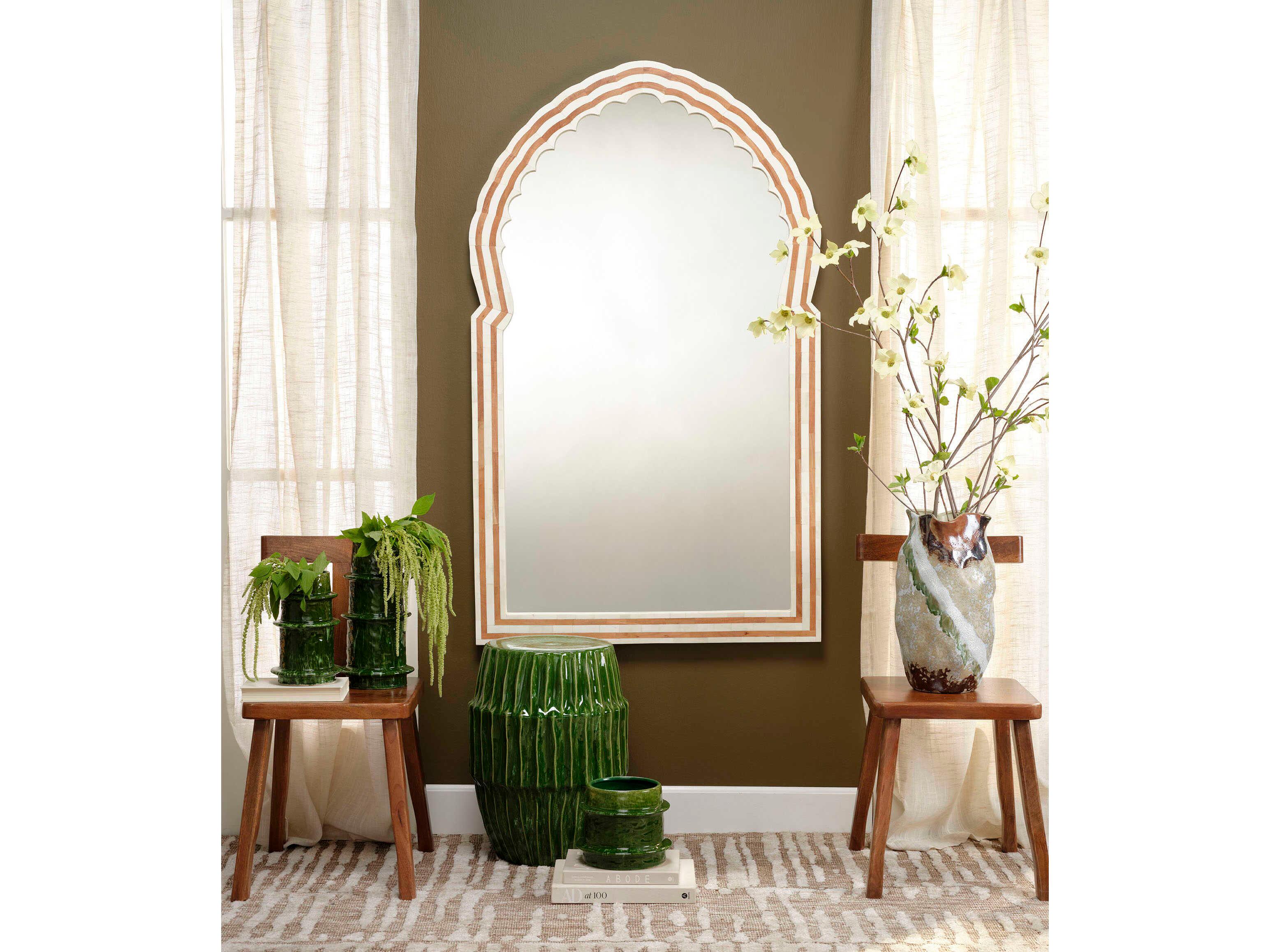 Jamie Young Algae 15" Round Ceramic Green End Table