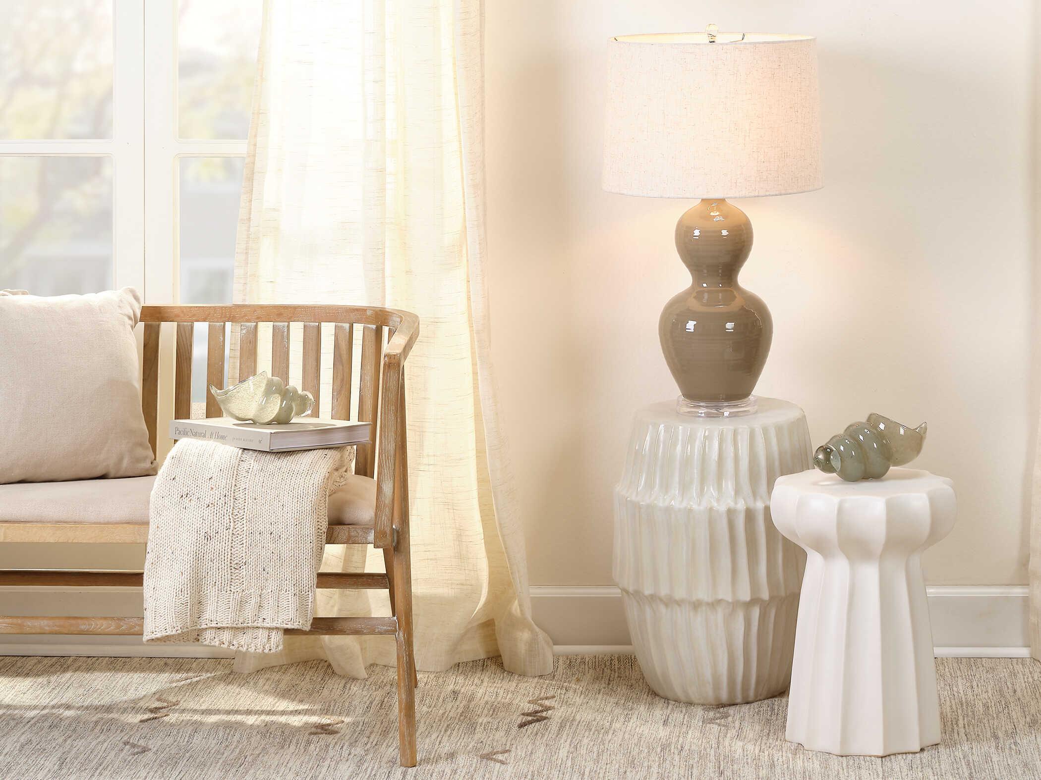 Jamie Young Round Ceramic White Ombre End Table