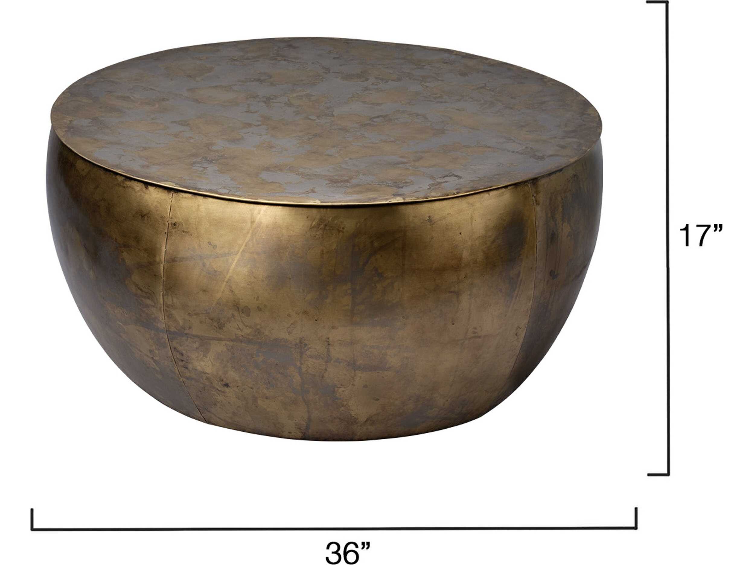 Jamie Young Aphrodite Round Metal Antique Brass Coffee Table