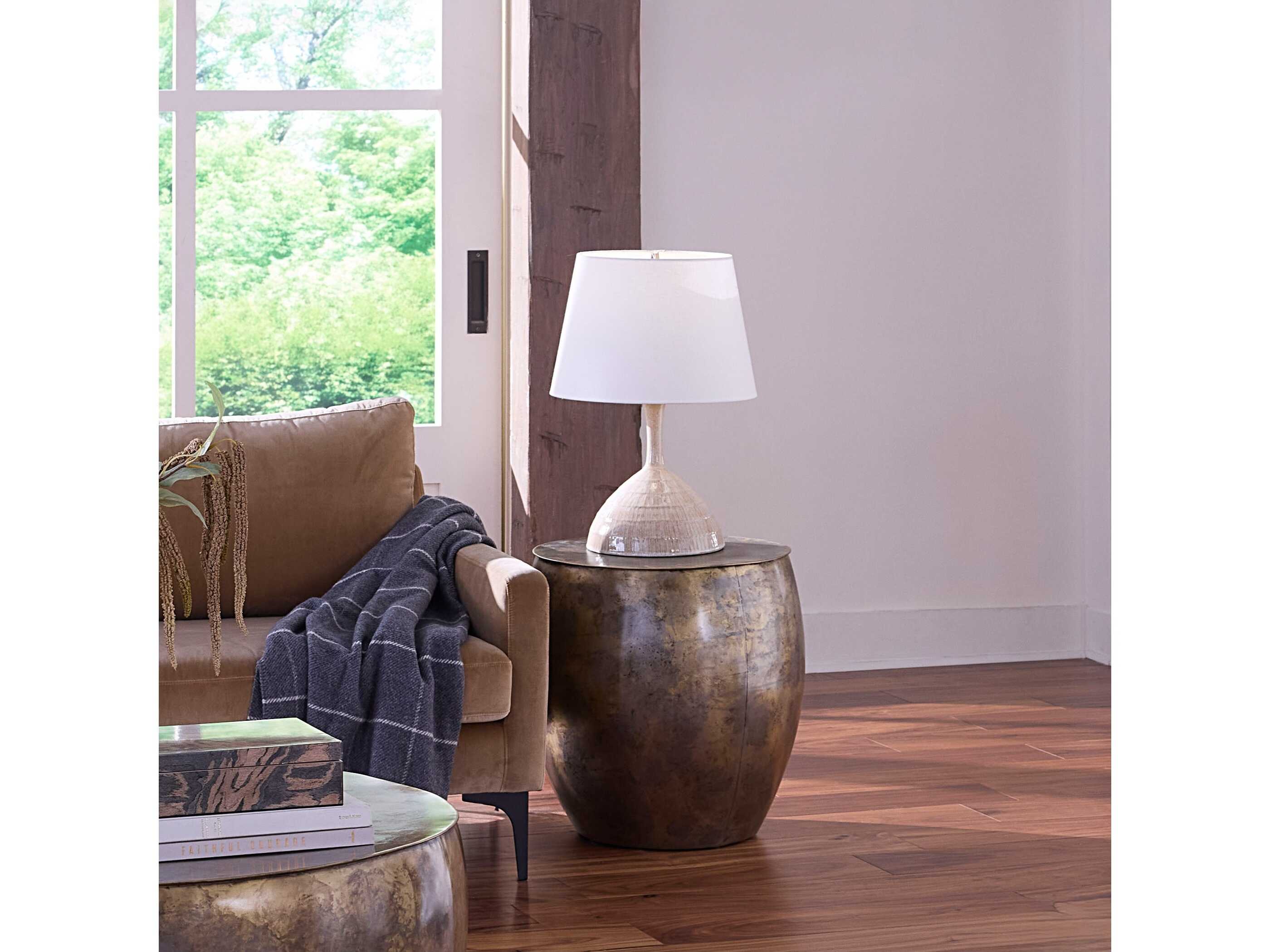 Jamie Young Ares Round Metal Antique Brass End Table