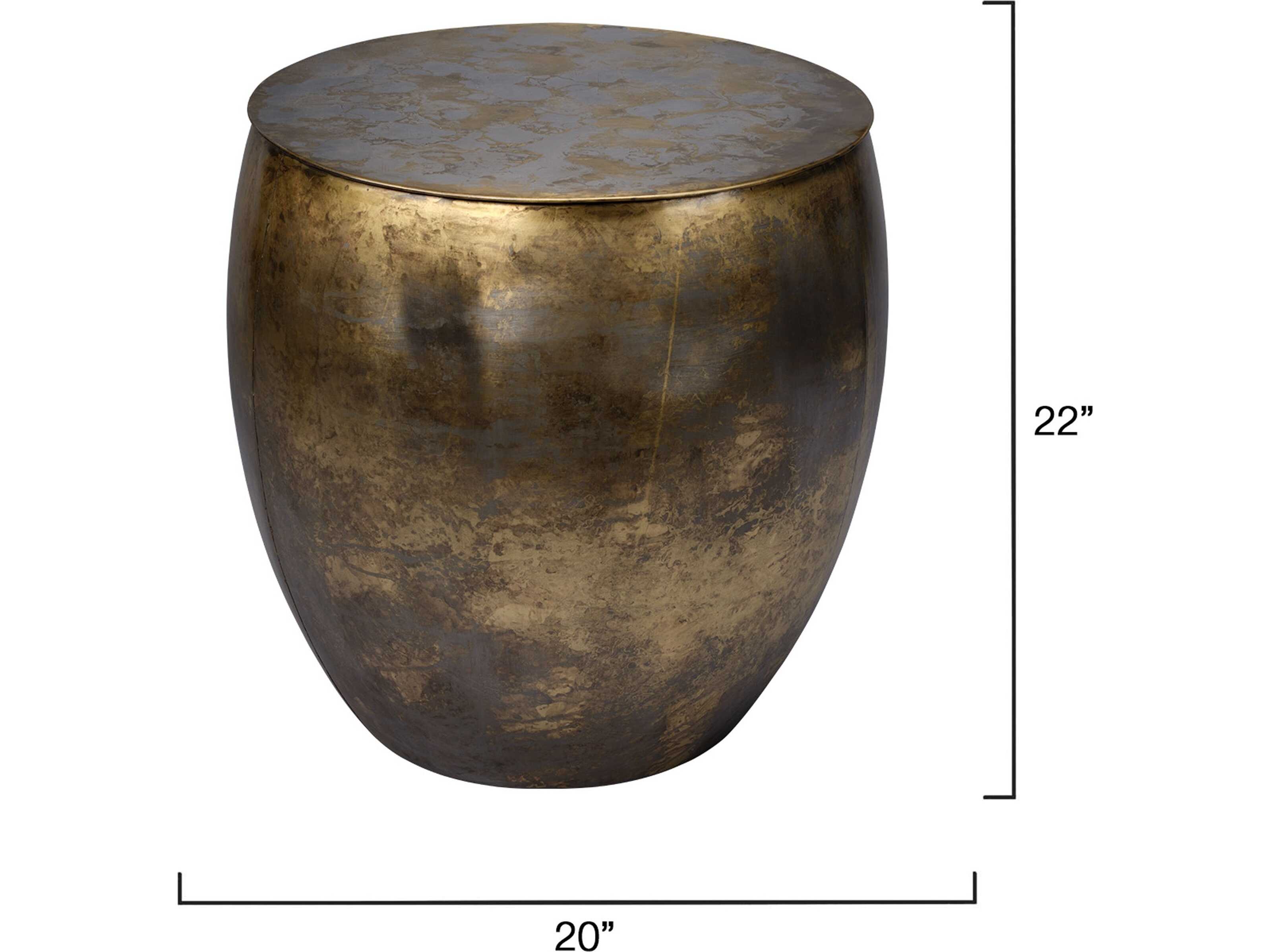 Jamie Young Ares Round Metal Antique Brass End Table