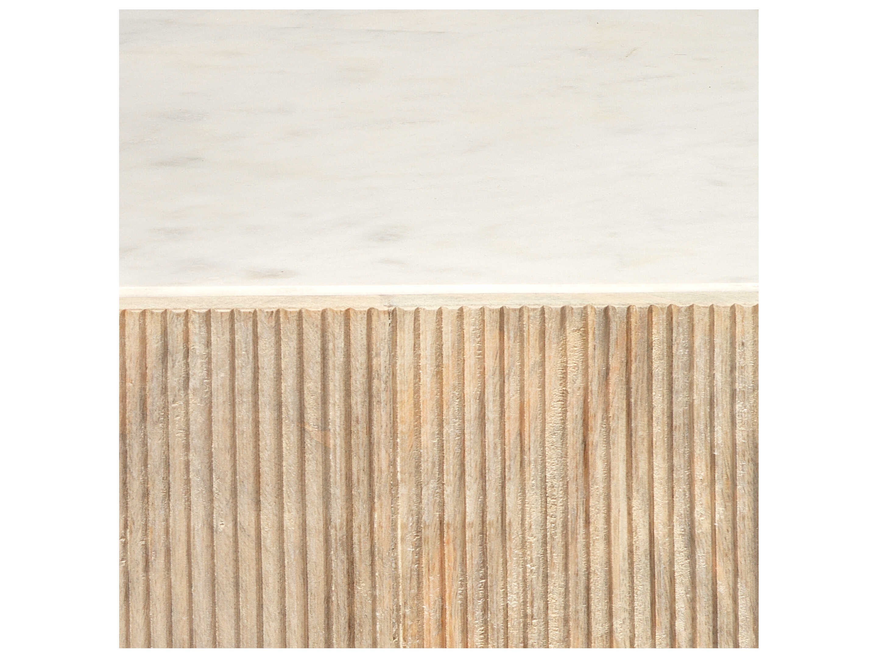 Jamie Young Argan Hexagon Natural Wood White Marble End Table