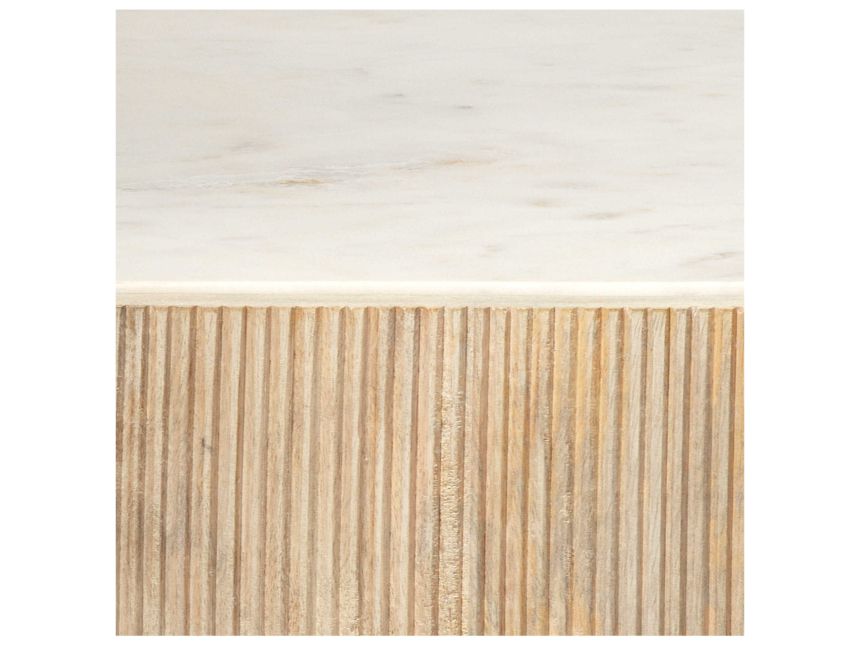 Jamie Young Argan Hexagon Natural Wood White Marble End Table