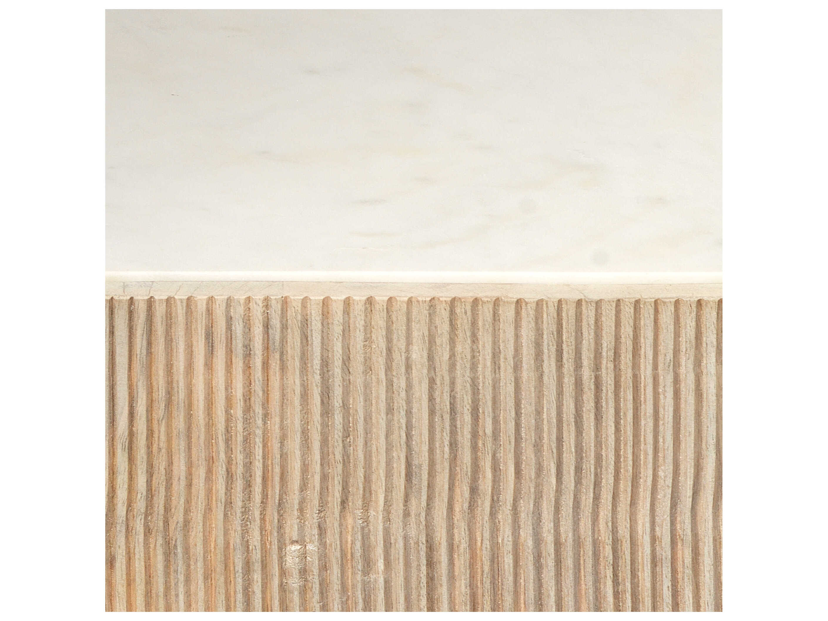 Jamie Young Argan Hexagon Natural Wood White Marble Coffee Table