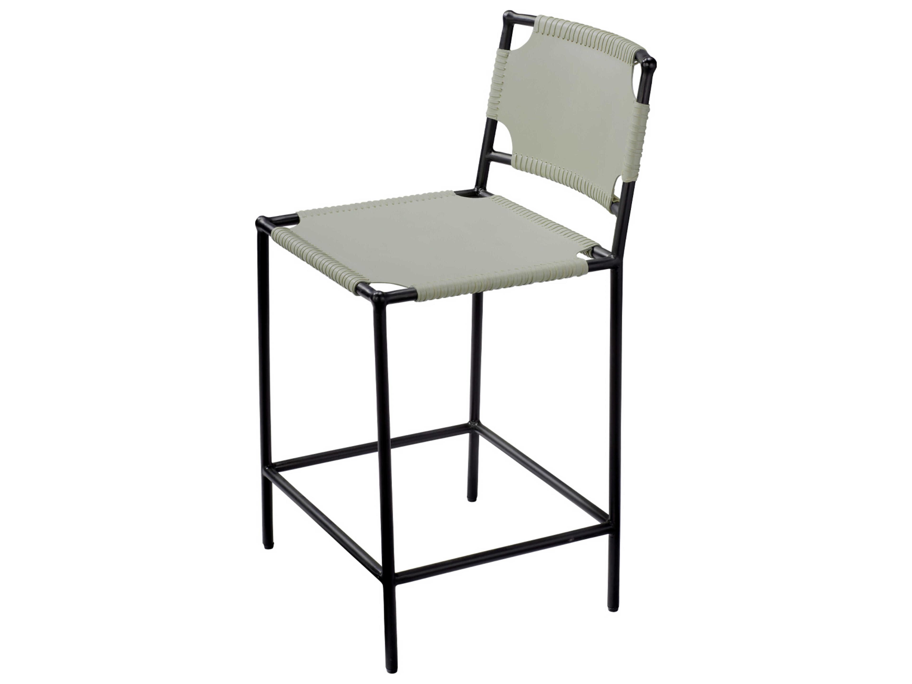 Jamie Young Asher Leather Grey Counter Stool