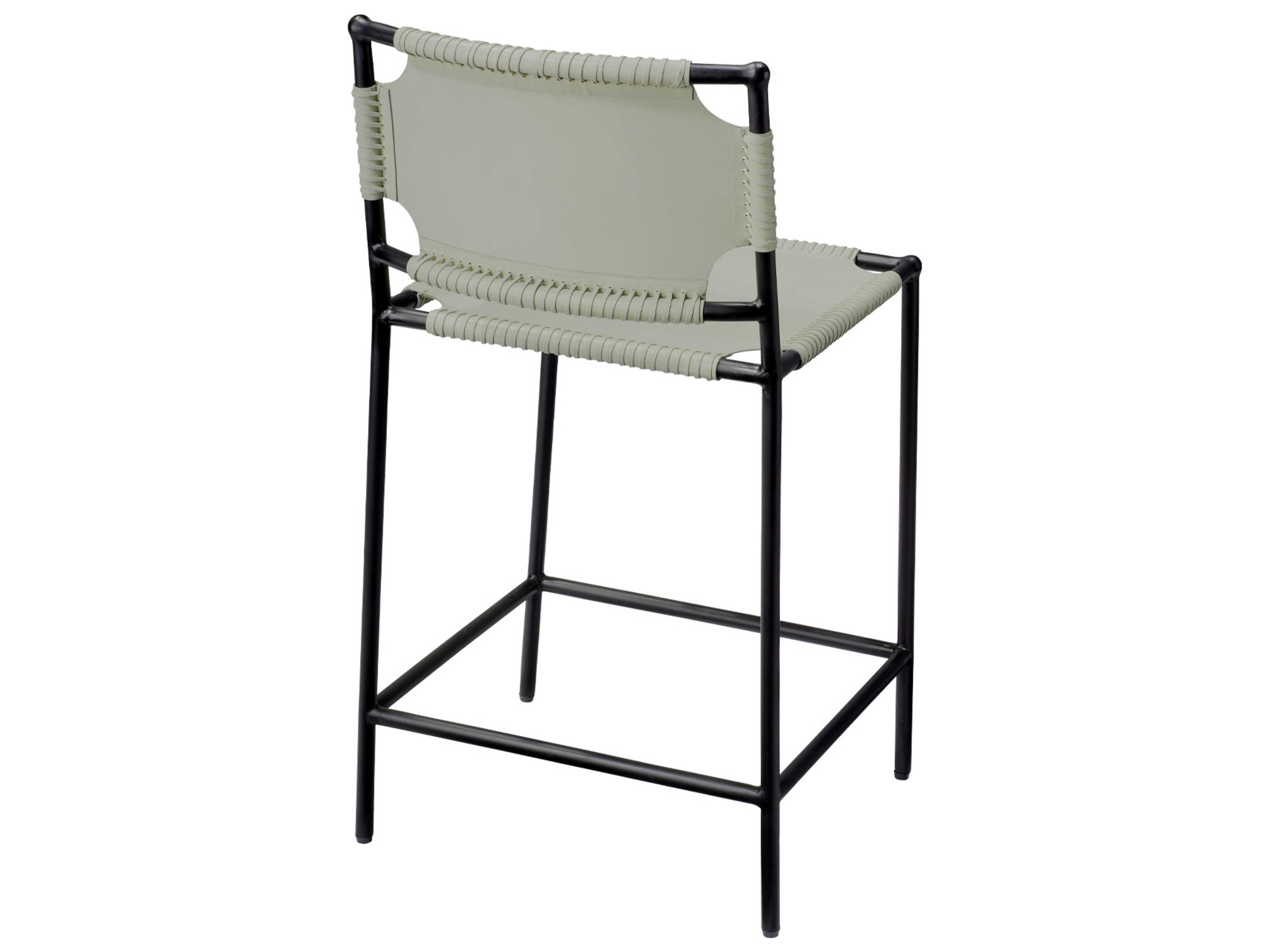 Jamie Young Asher Leather Grey Counter Stool