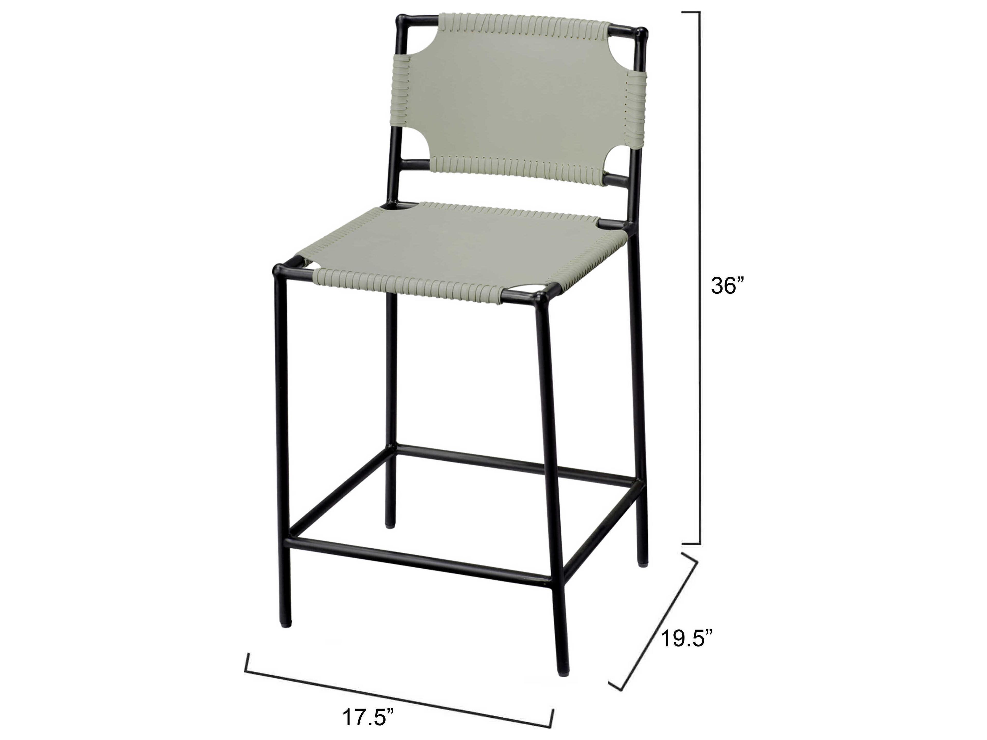 Jamie Young Asher Leather Grey Counter Stool