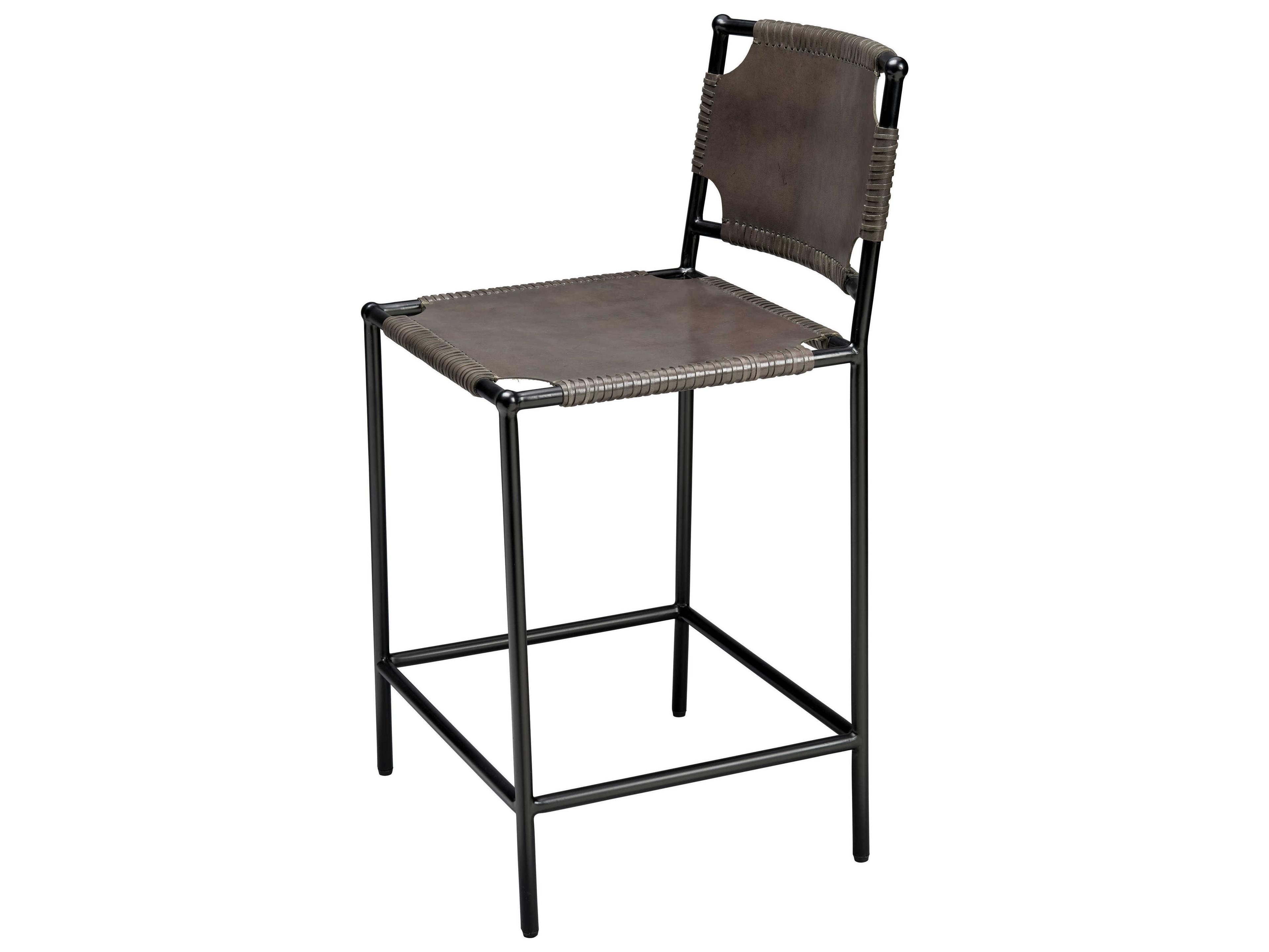 Jamie Young Asher Grey Leather Bar Stool