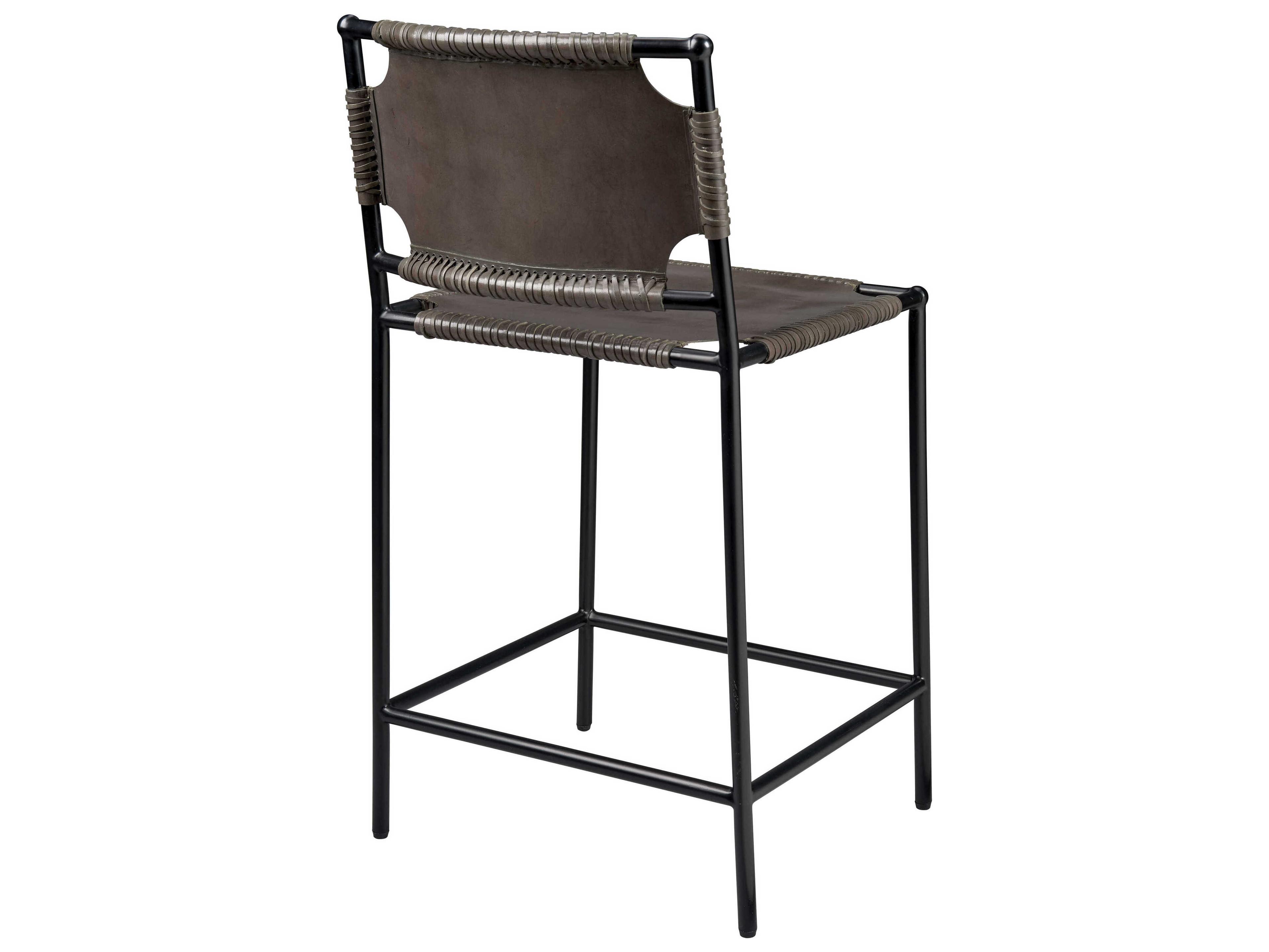 Jamie Young Asher Grey Leather Bar Stool