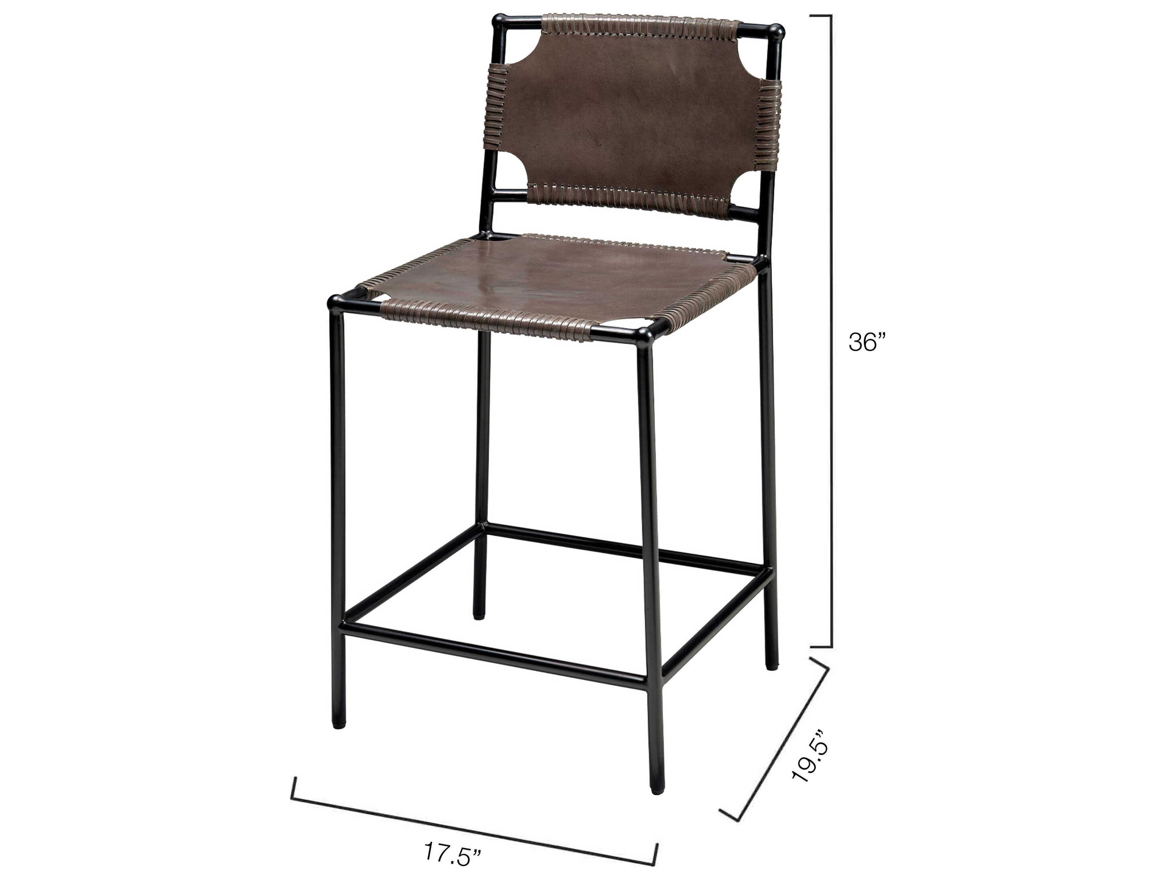 Jamie Young Asher Grey Leather Bar Stool