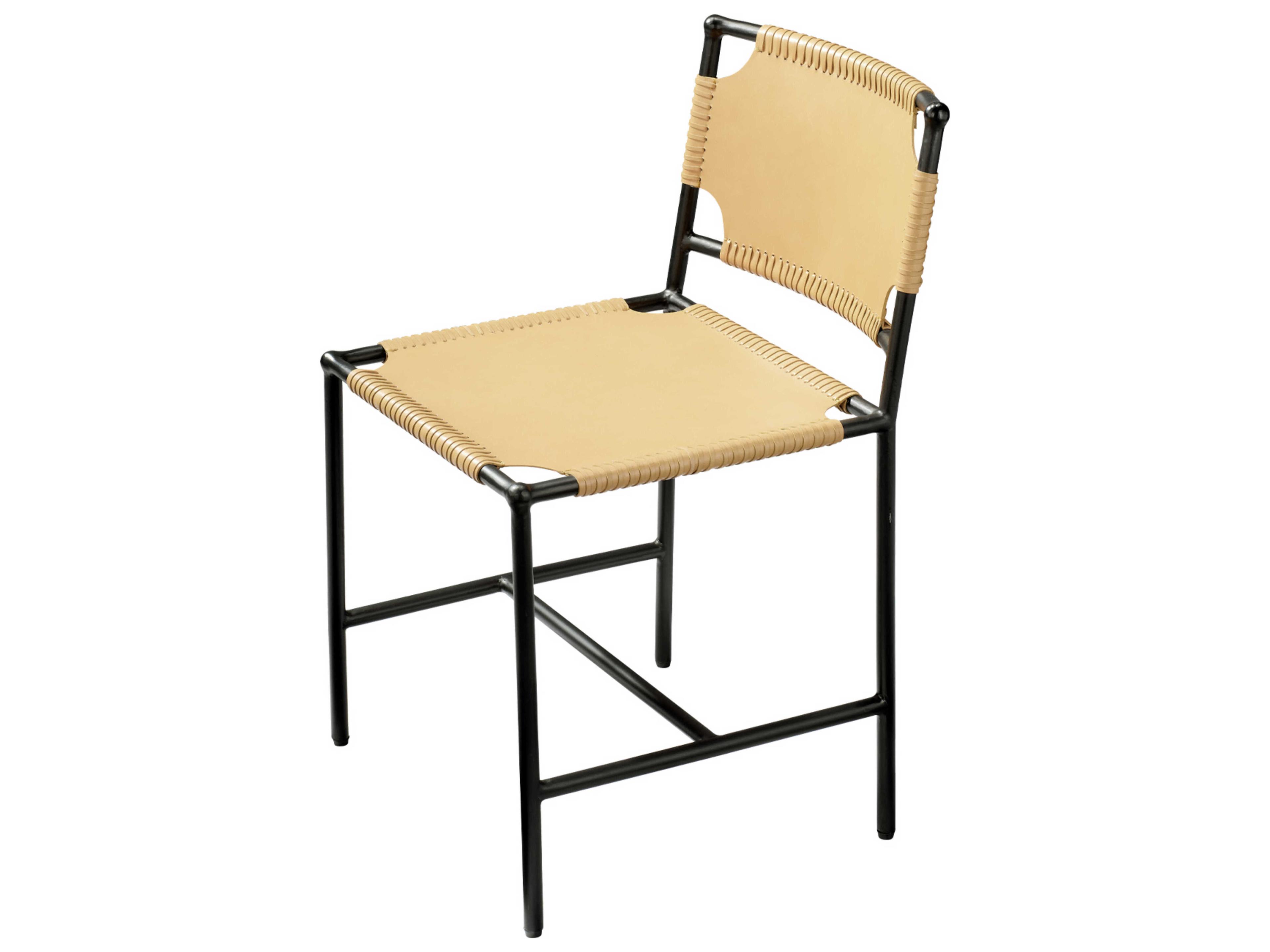 Jamie Young Asher Leather Black Upholstered Side Dining Chair
