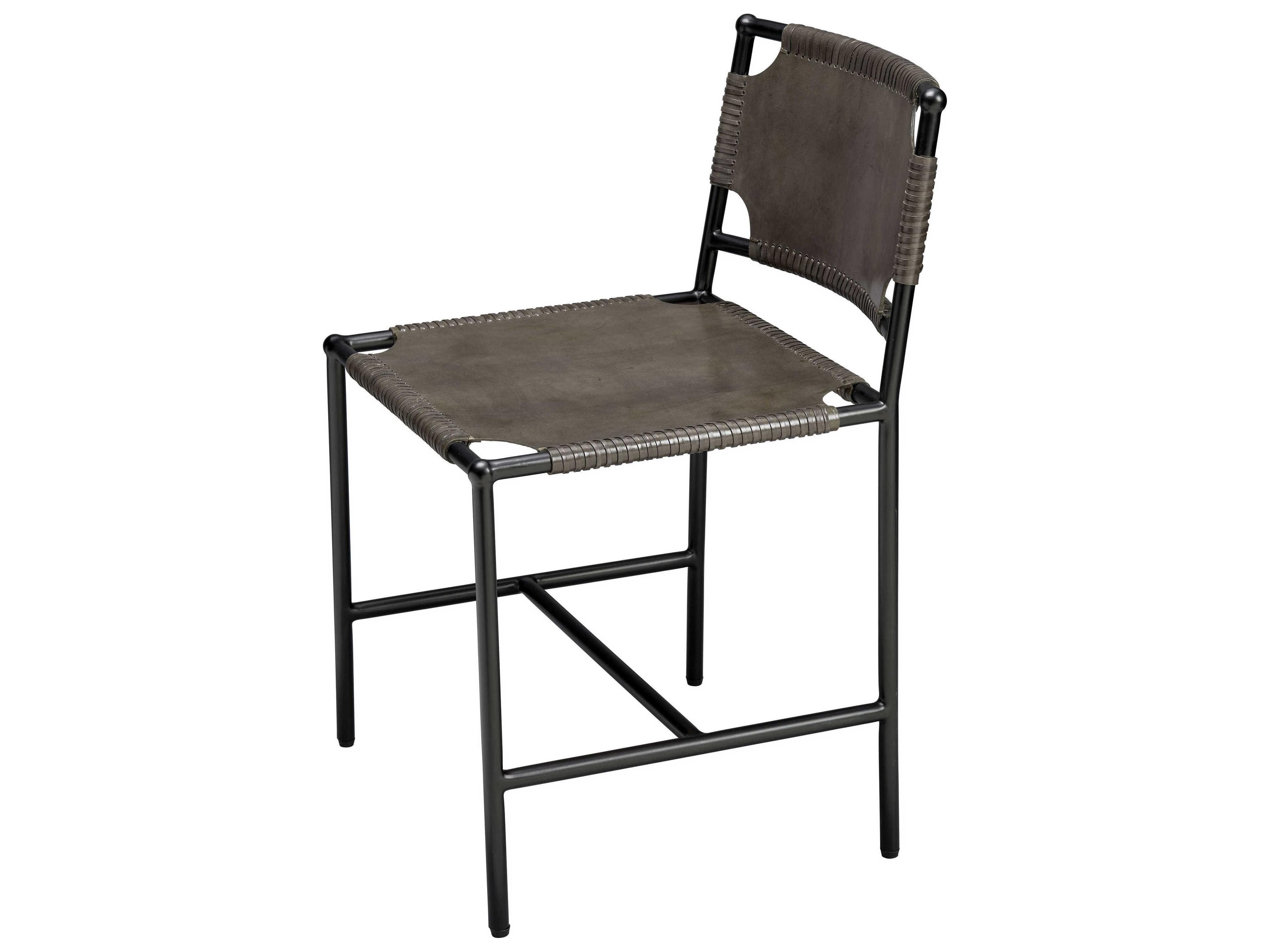 Jamie Young Asher Gray Leather Armless Dining Chair