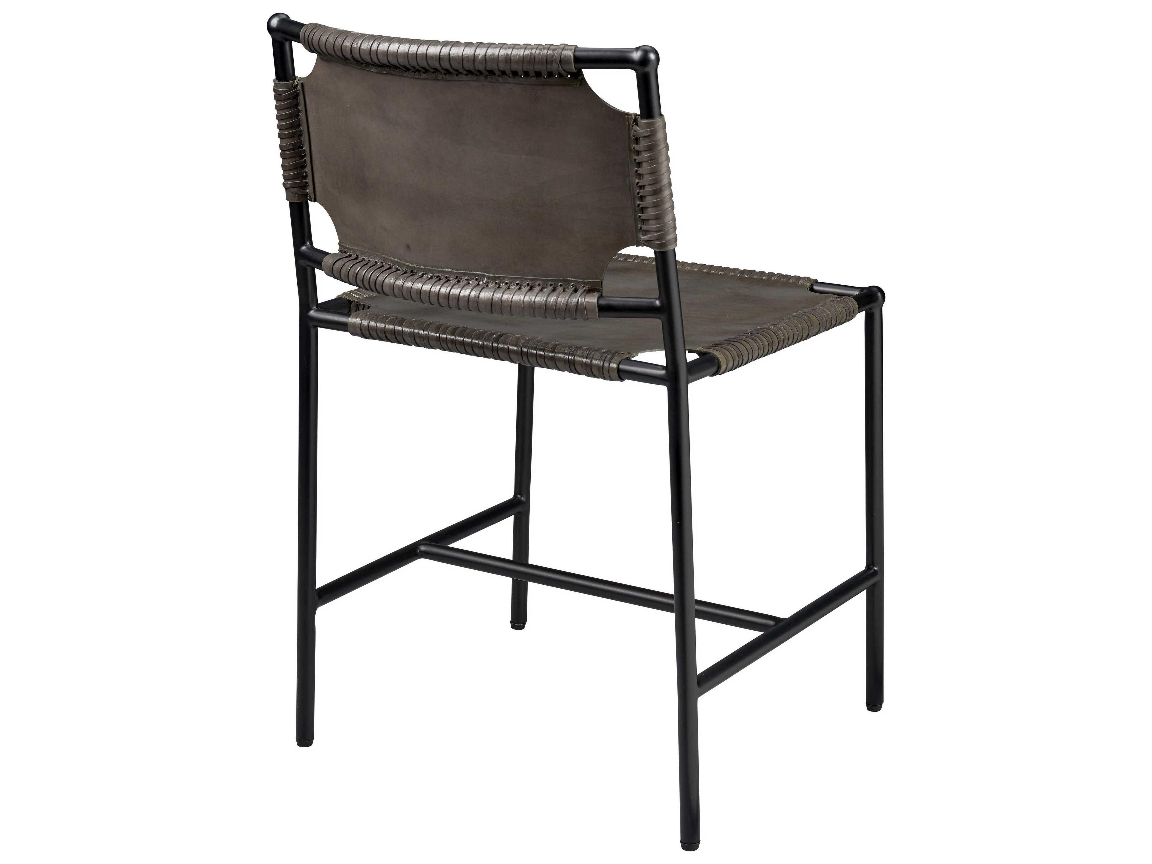 Jamie Young Asher Gray Leather Armless Dining Chair