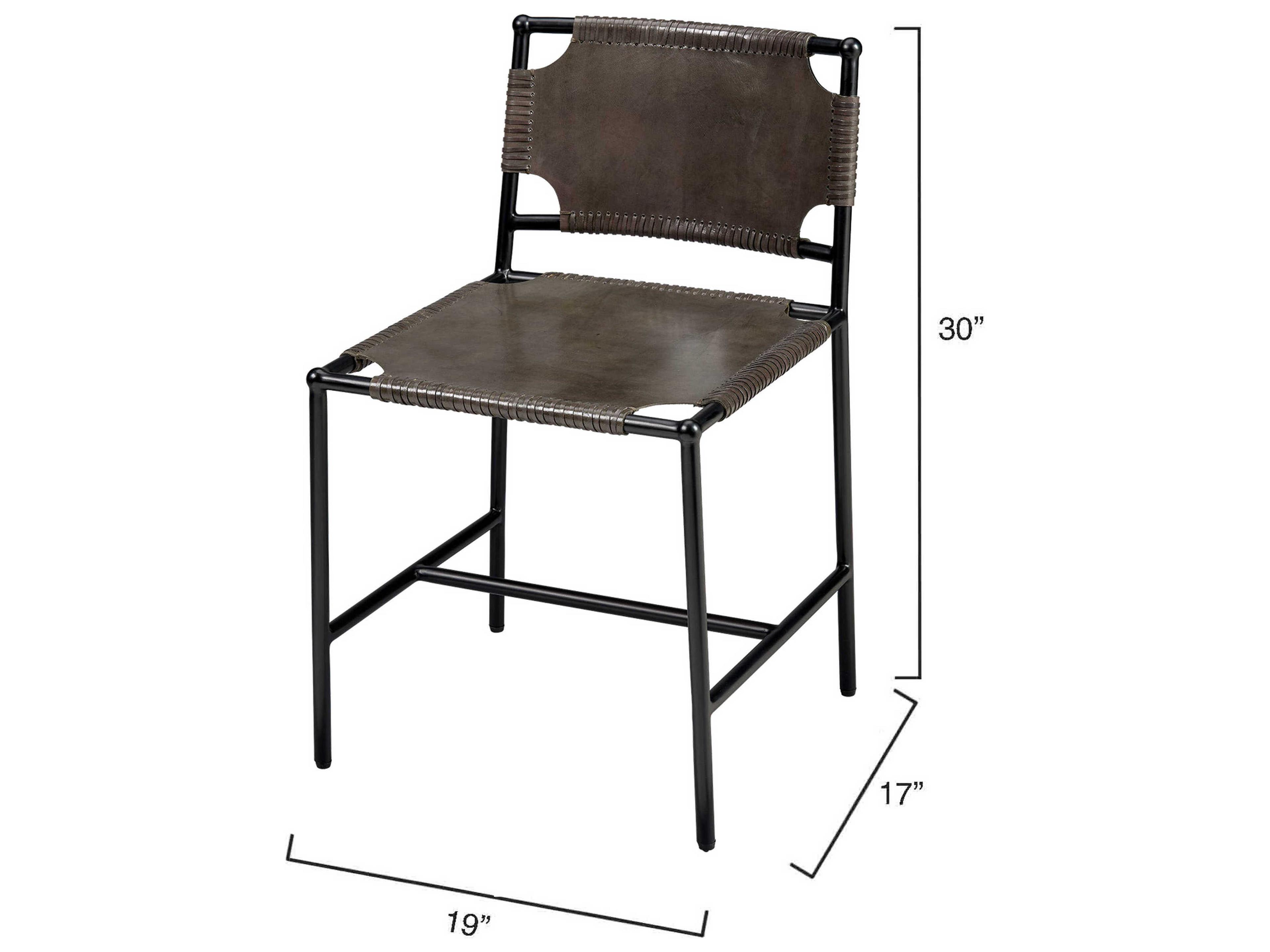 Jamie Young Asher Gray Leather Armless Dining Chair