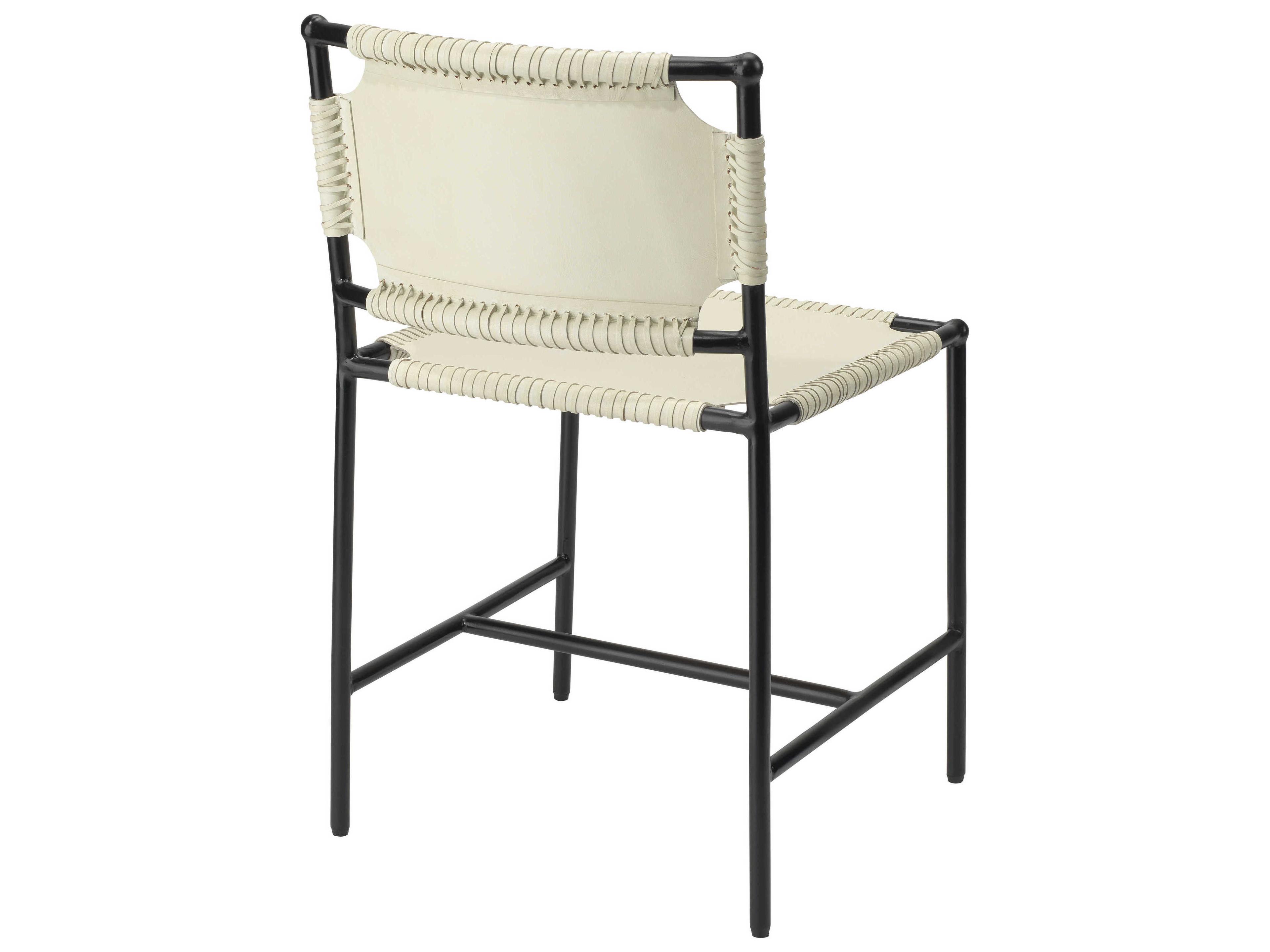 Jamie Young Asher Leather White Upholstered Side Dining Chair