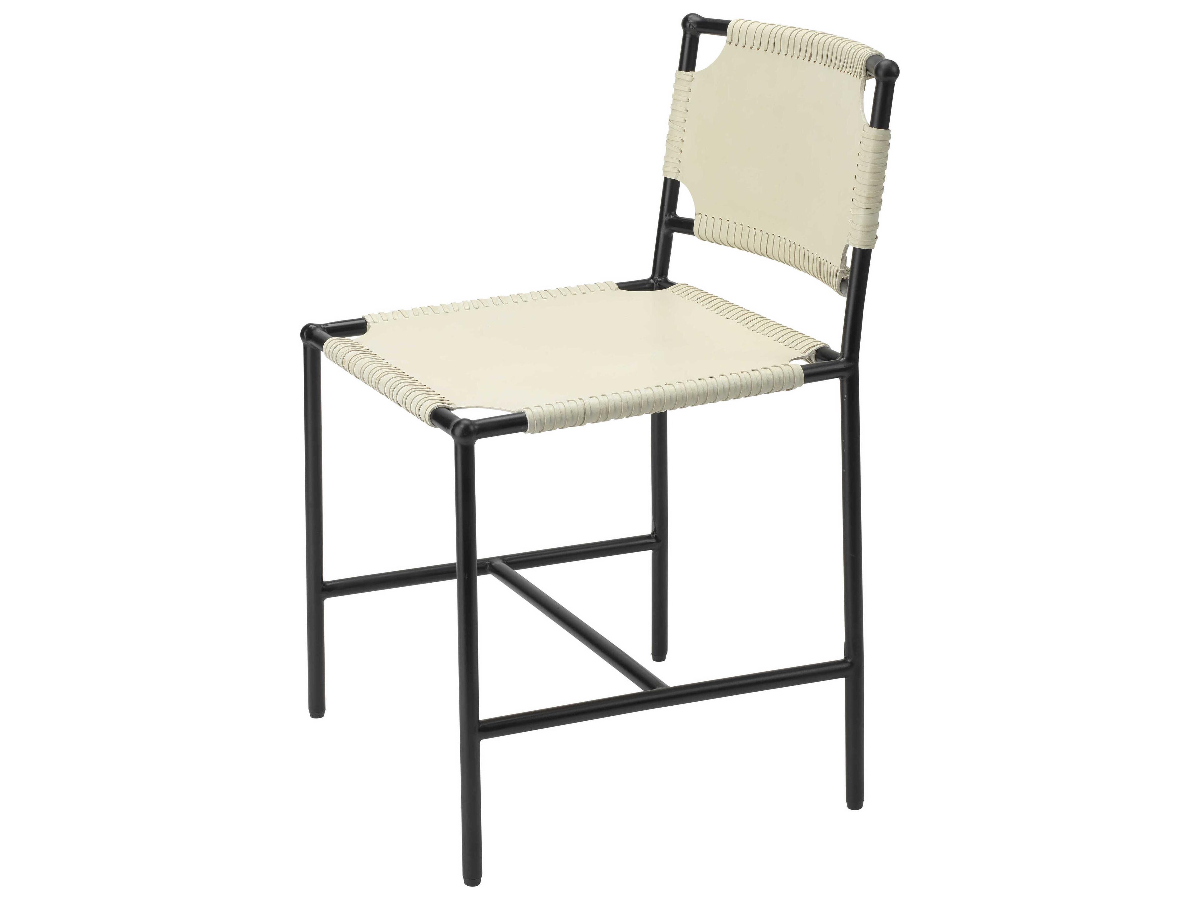Jamie Young Asher Leather White Upholstered Side Dining Chair