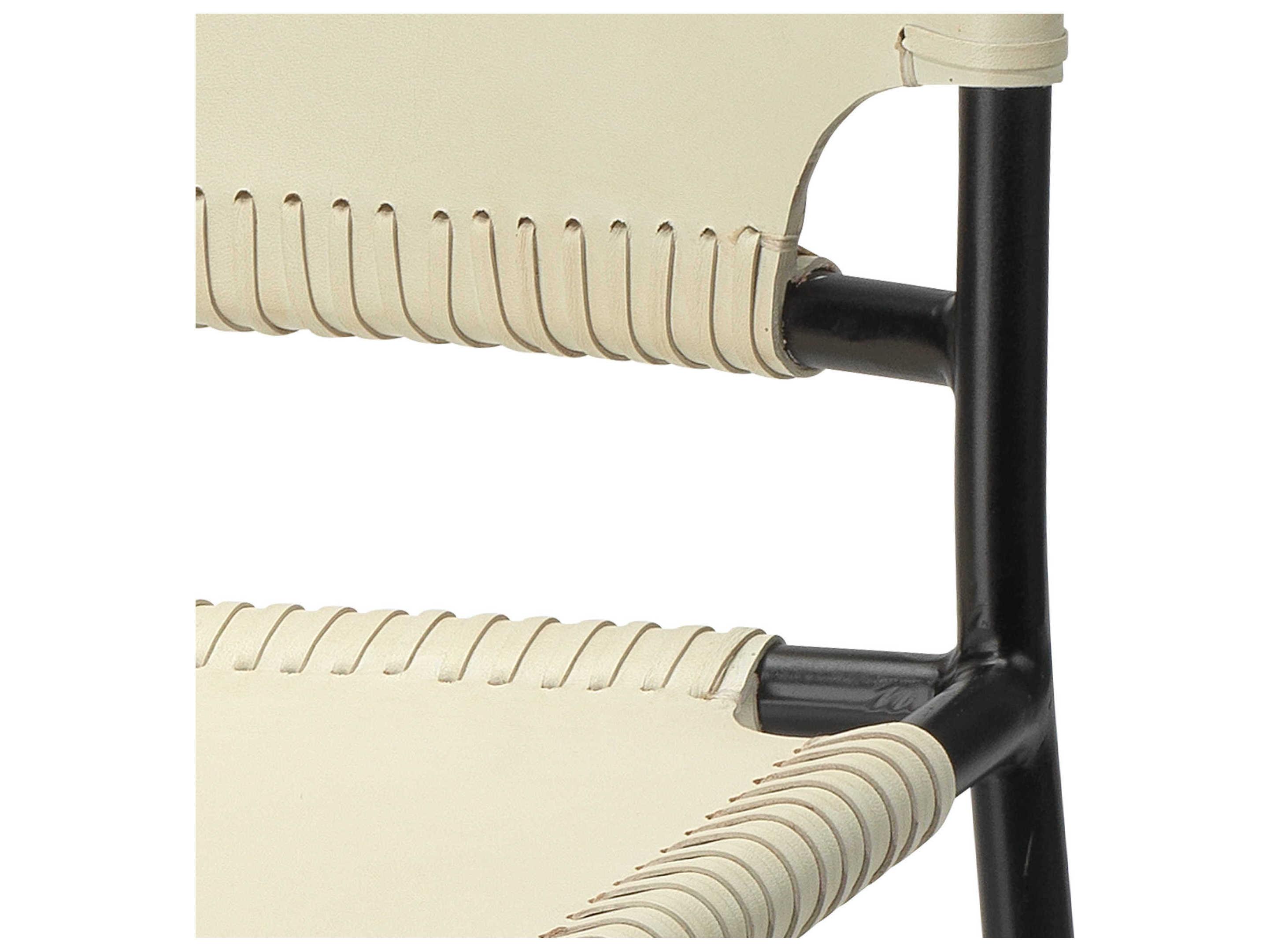 Jamie Young Asher Leather White Upholstered Side Dining Chair