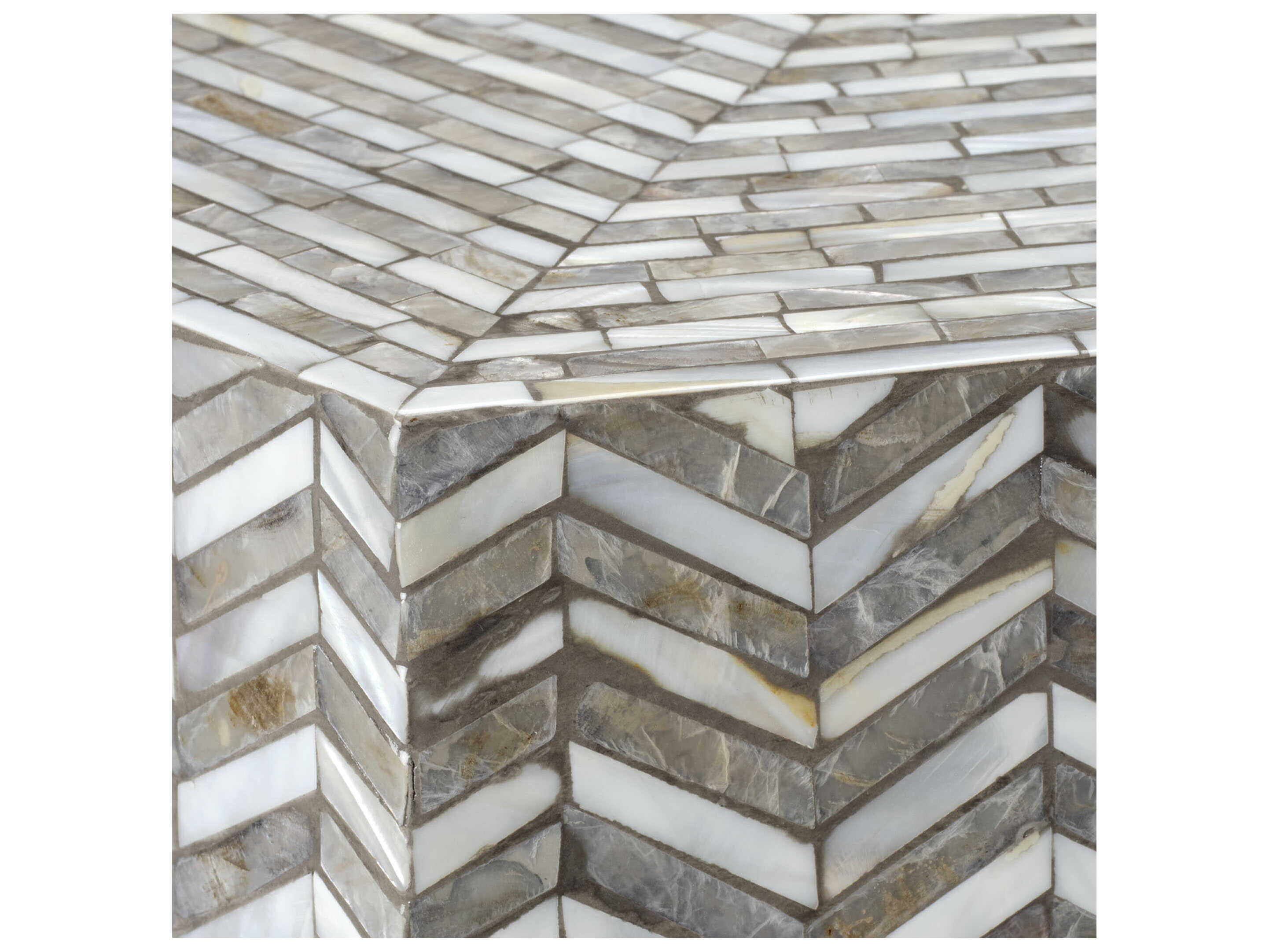 Jamie Young Brando 32" Hexagon Mother of Pearl Grey Coffee Table