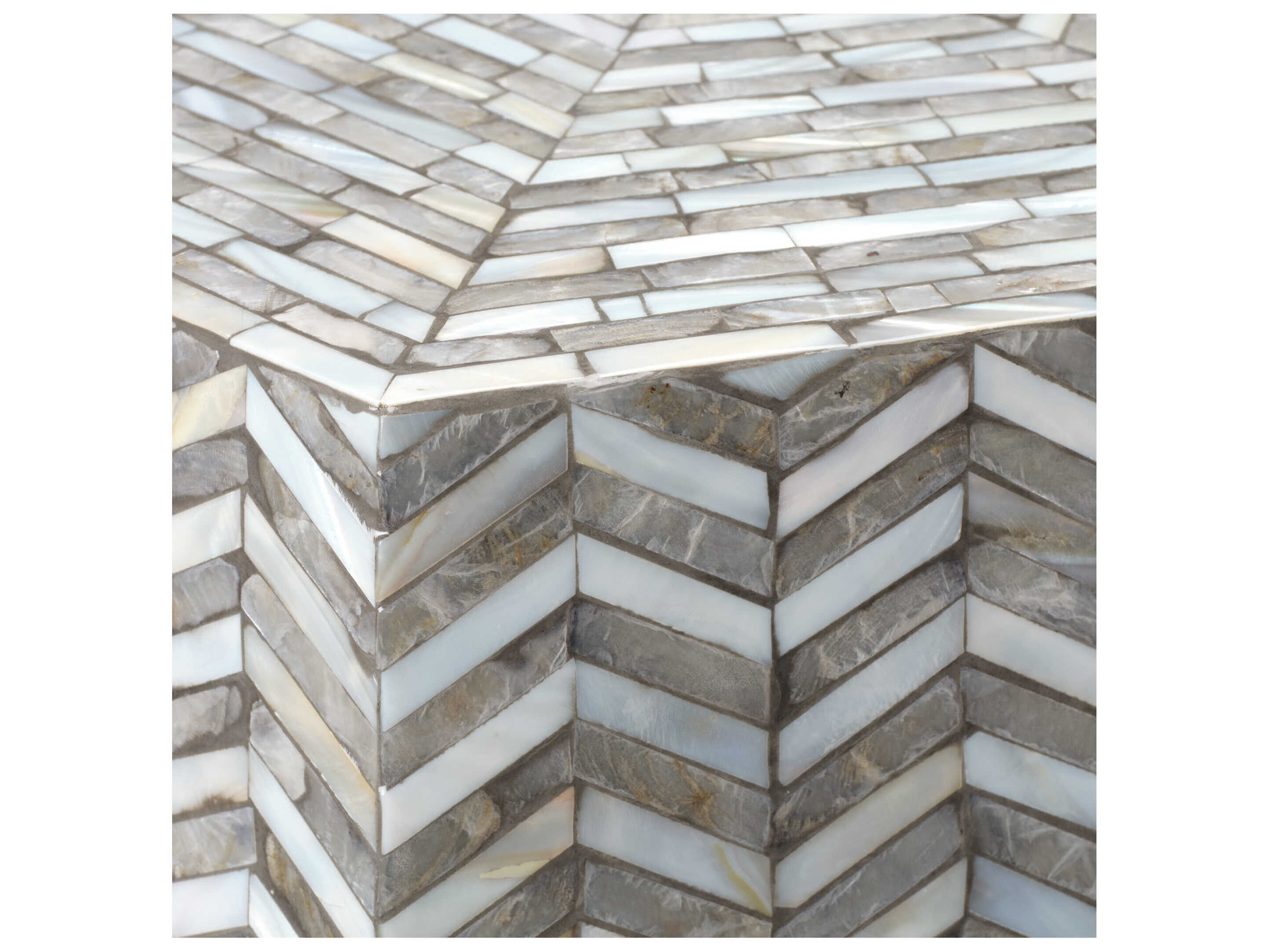 Jamie Young Brando 16" Hexagon Mother of Pearl Grey End Table