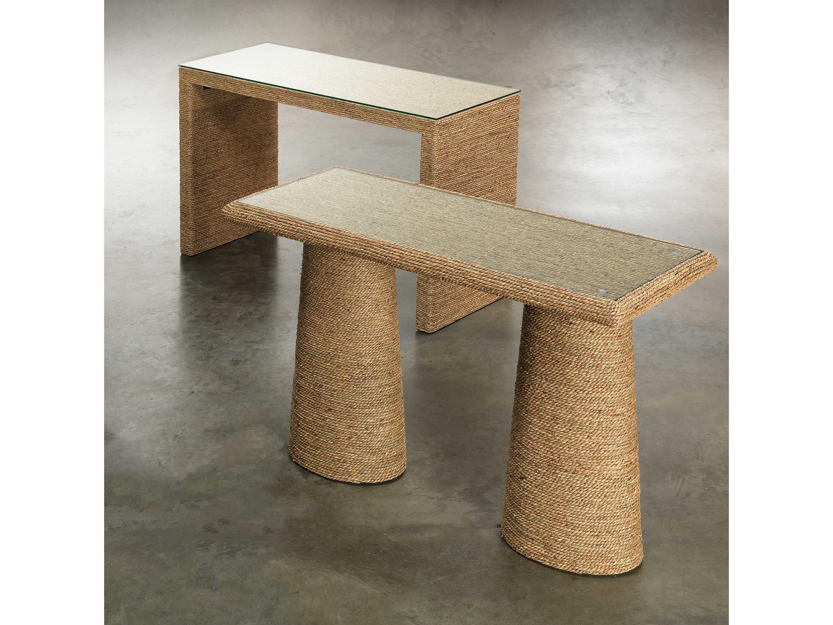 Jamie Young Captain Rectangular Glass Natural Console Table