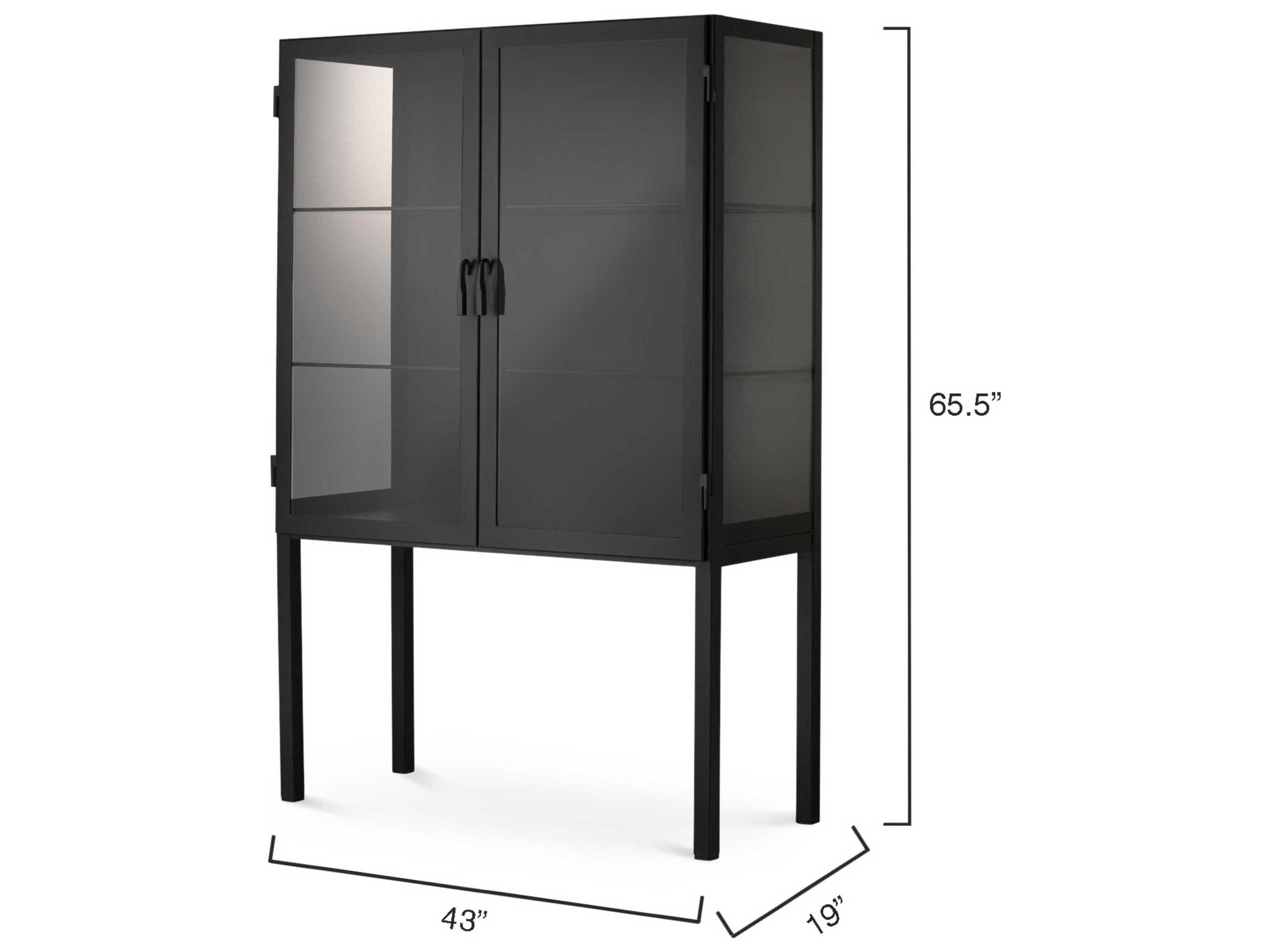 Jamie Young Black Iron & Clear Glass Bar Cabinet