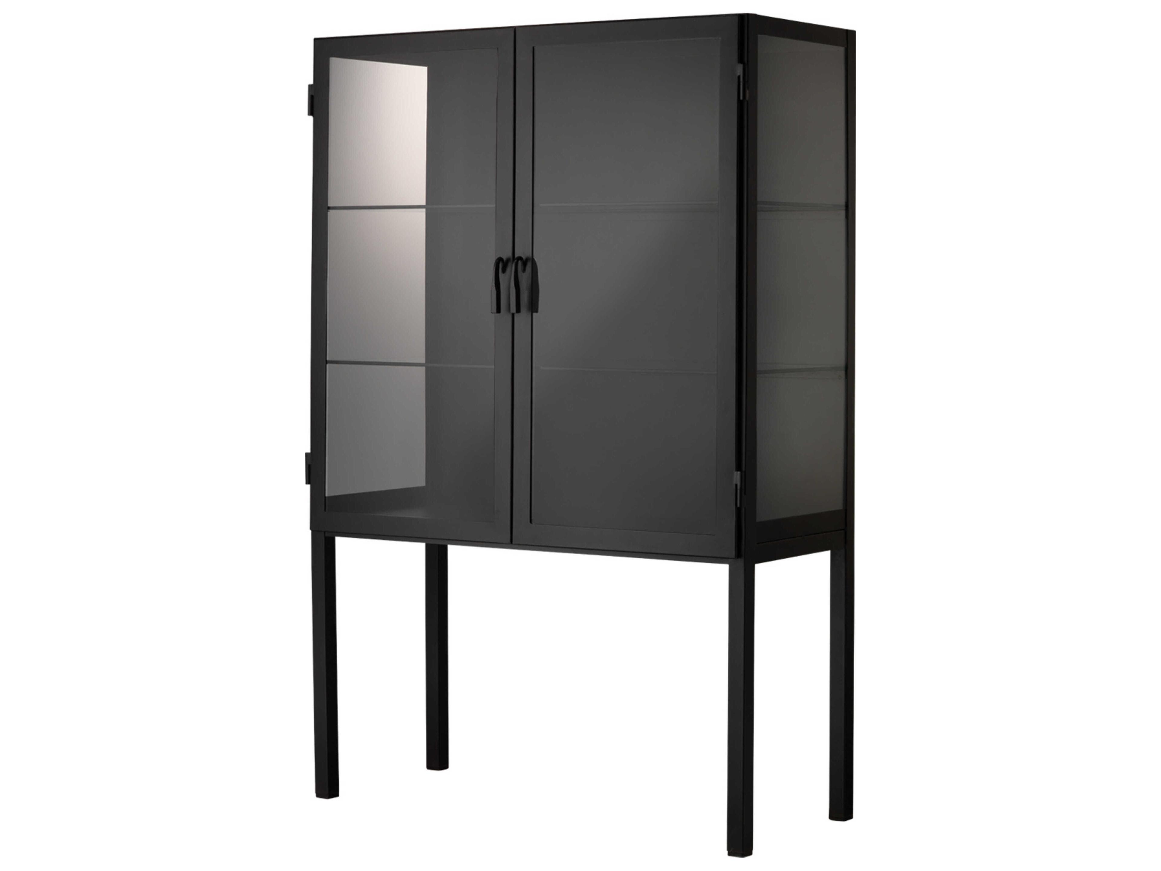 Jamie Young Black Iron & Clear Glass Bar Cabinet