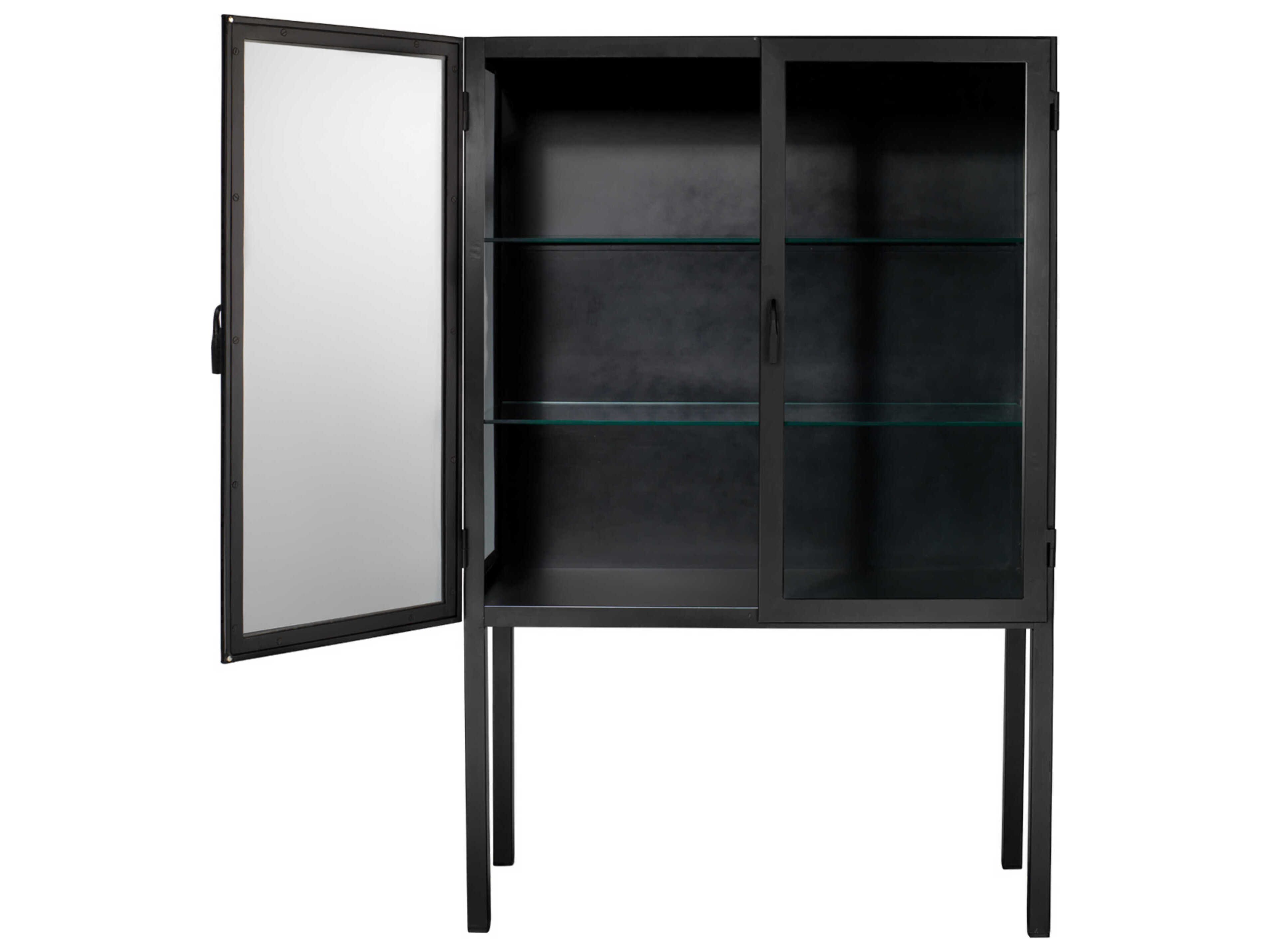 Jamie Young Black Iron & Clear Glass Bar Cabinet