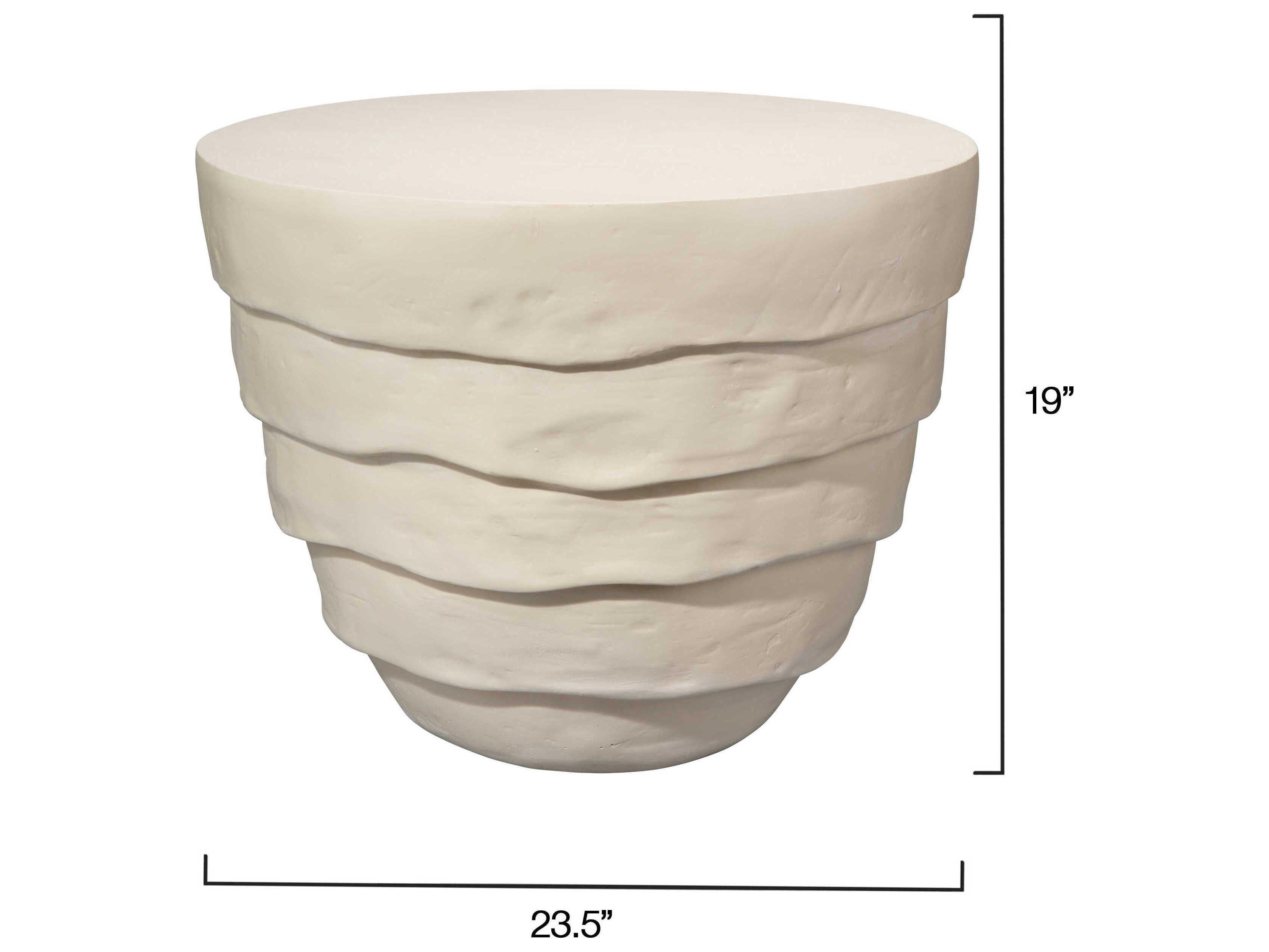 Jamie Young Concentric Round Fiberglass Cream White Side Table