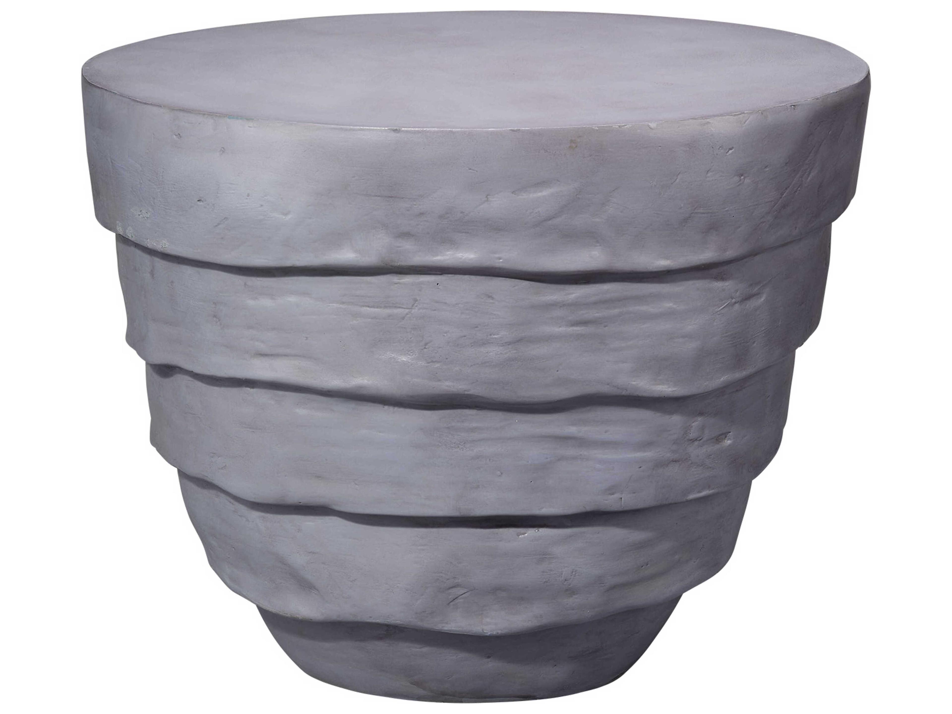 Jamie Young Concentric Round Fiberglass Steel Grey Side Table