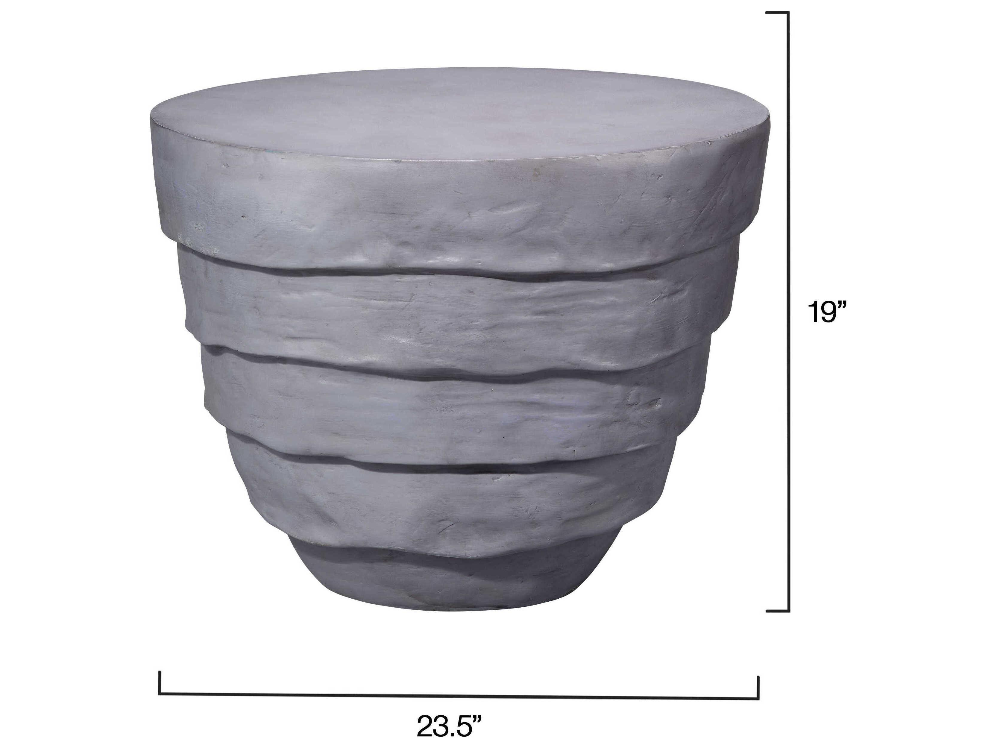 Jamie Young Concentric Round Fiberglass Steel Grey Side Table