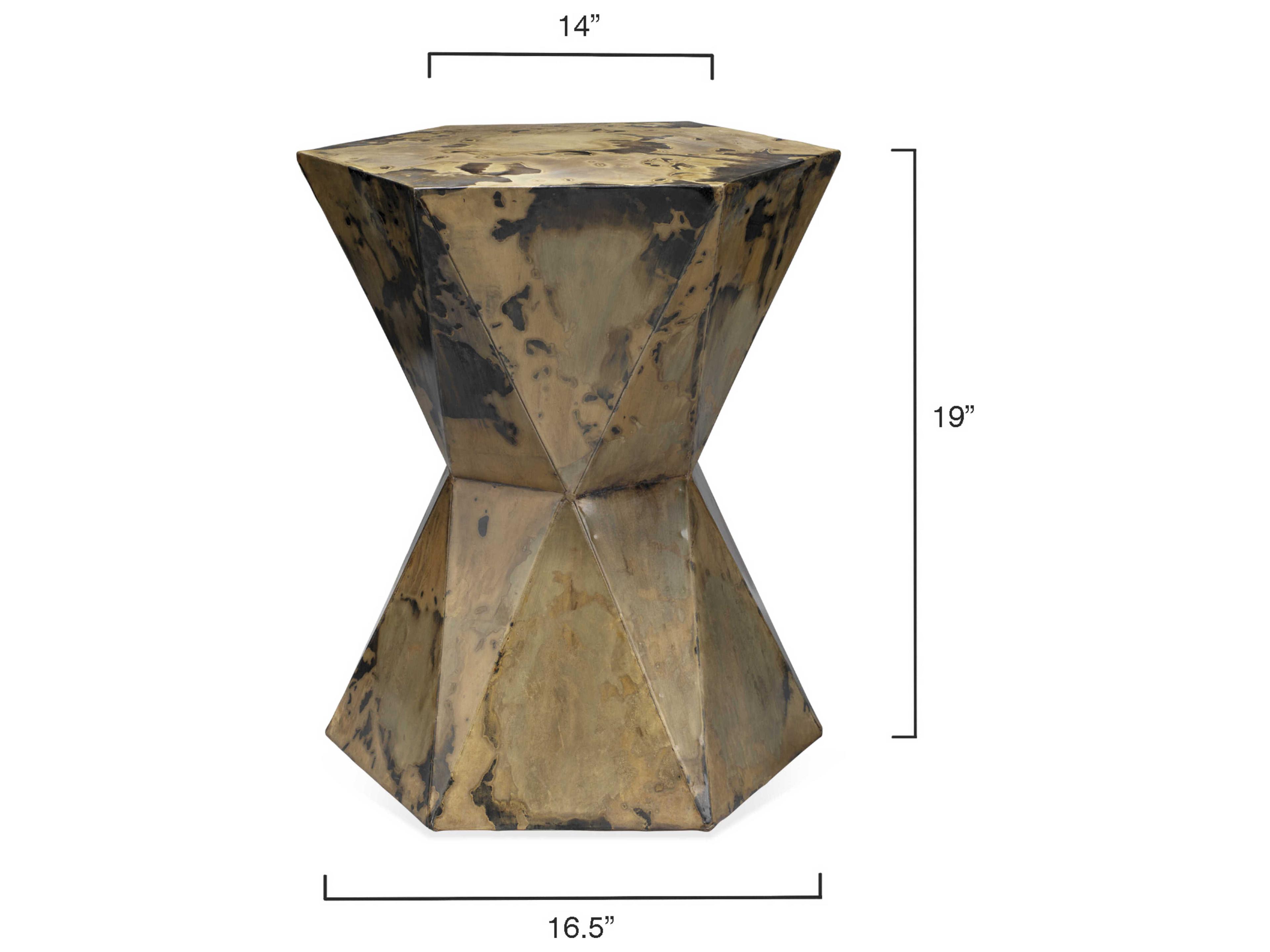 Jamie Young Crown Hexagon Acid Washed Metal End Table