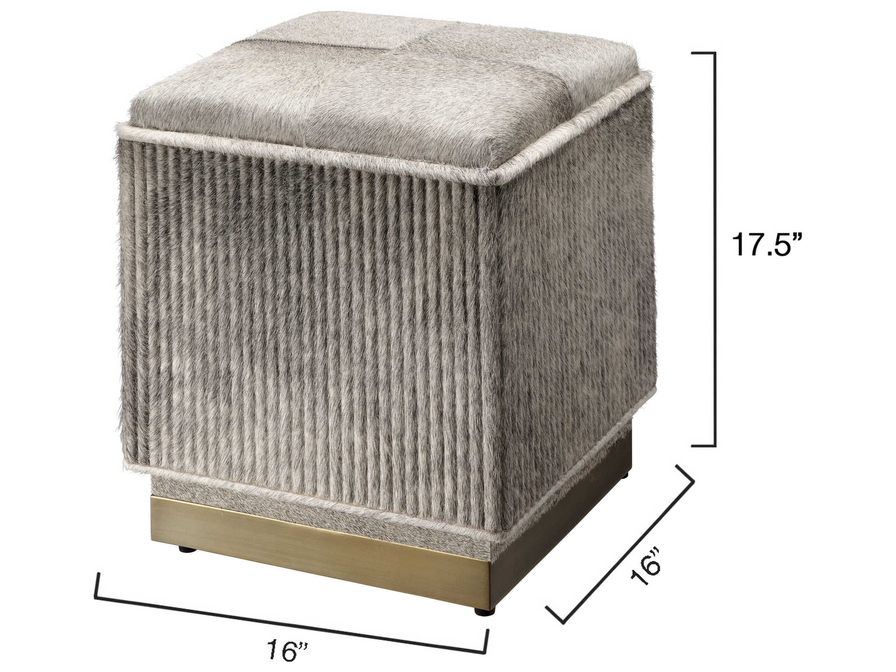 Jamie Young Easton 16" Hide Grey Ottoman