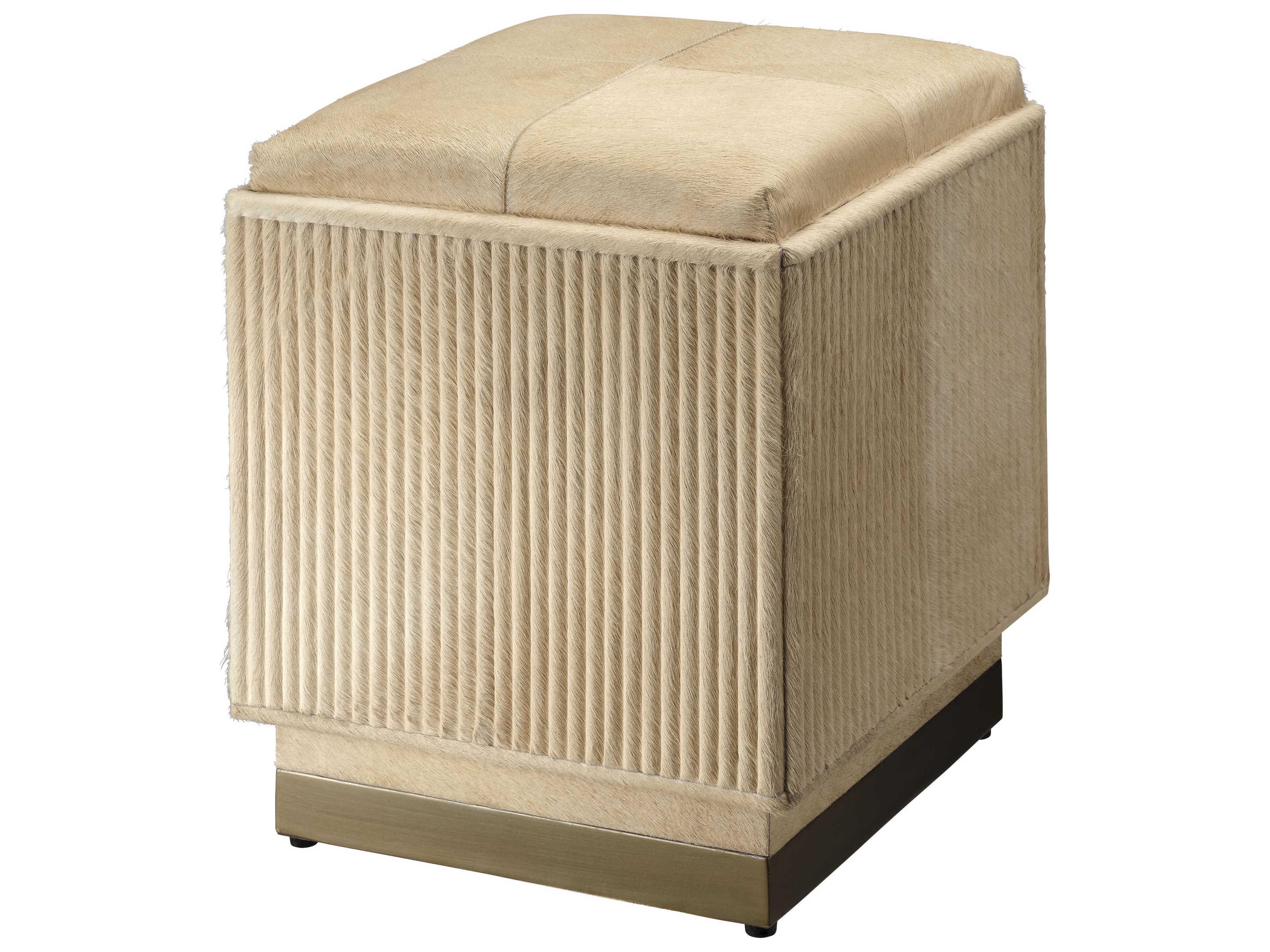 Jamie Young Easton 16" Hide Tan Ottoman