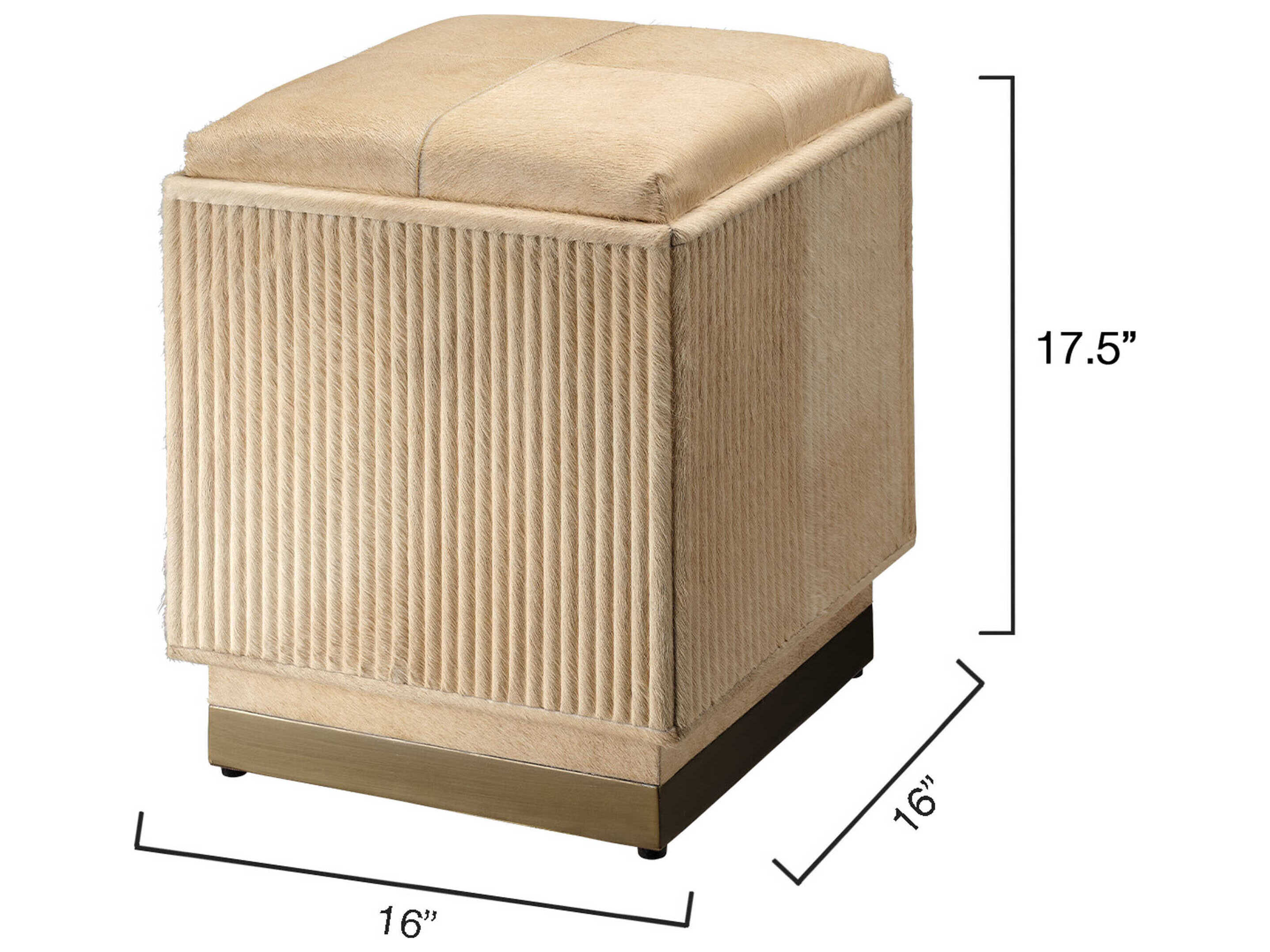 Jamie Young Easton 16" Hide Tan Ottoman