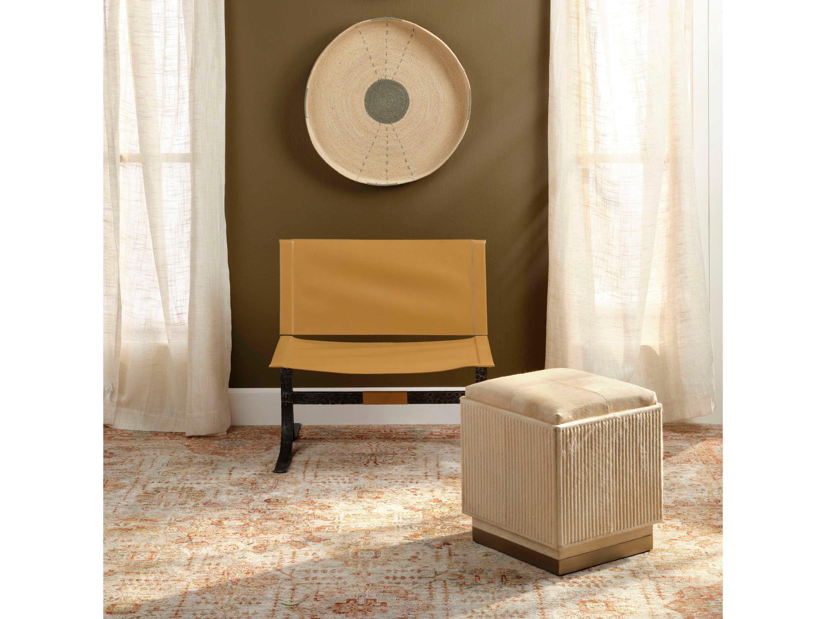 Jamie Young Easton 16" Hide Tan Ottoman