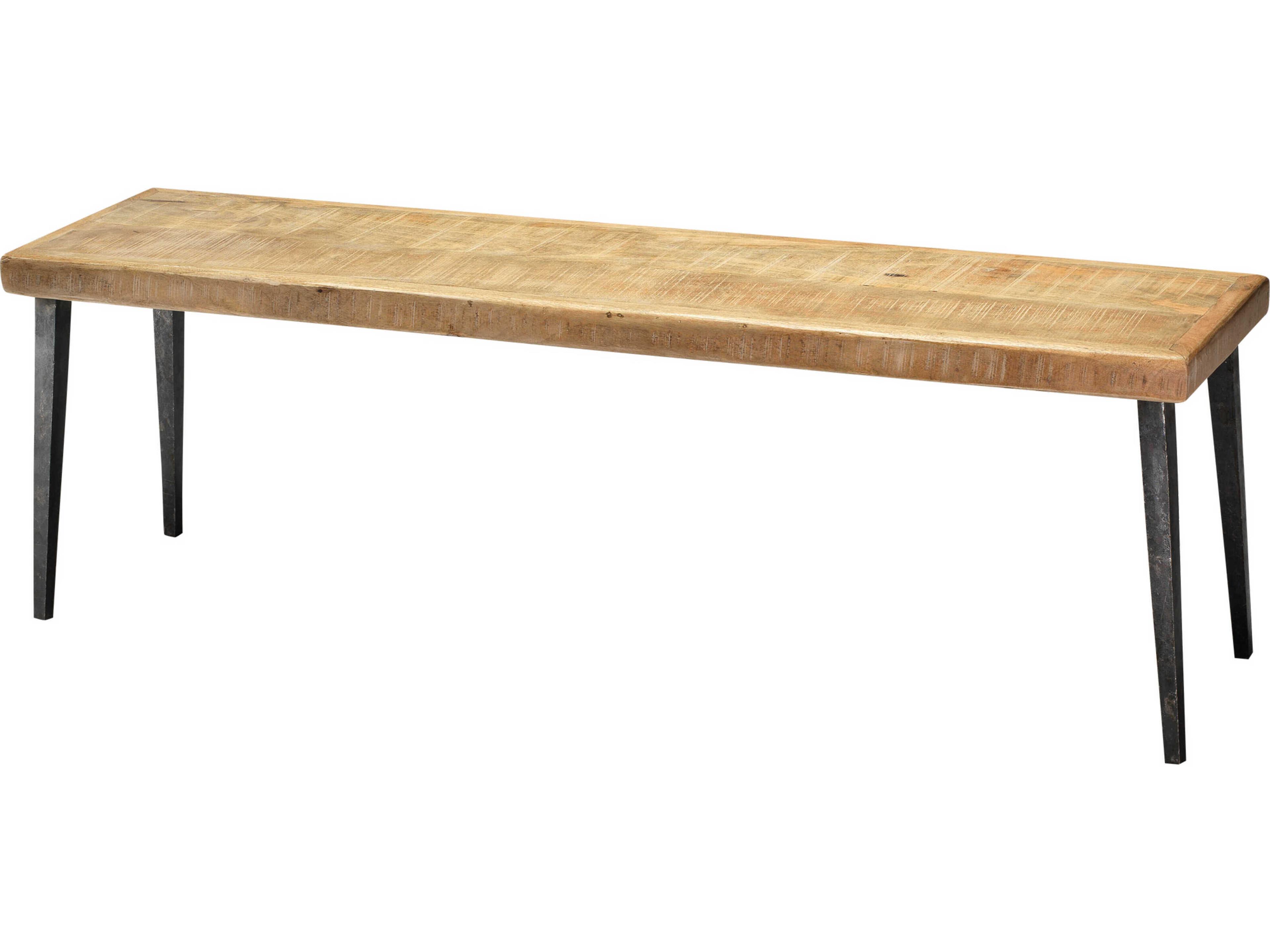 Jamie Young Farmhouse Natural Wood & Iron Bench