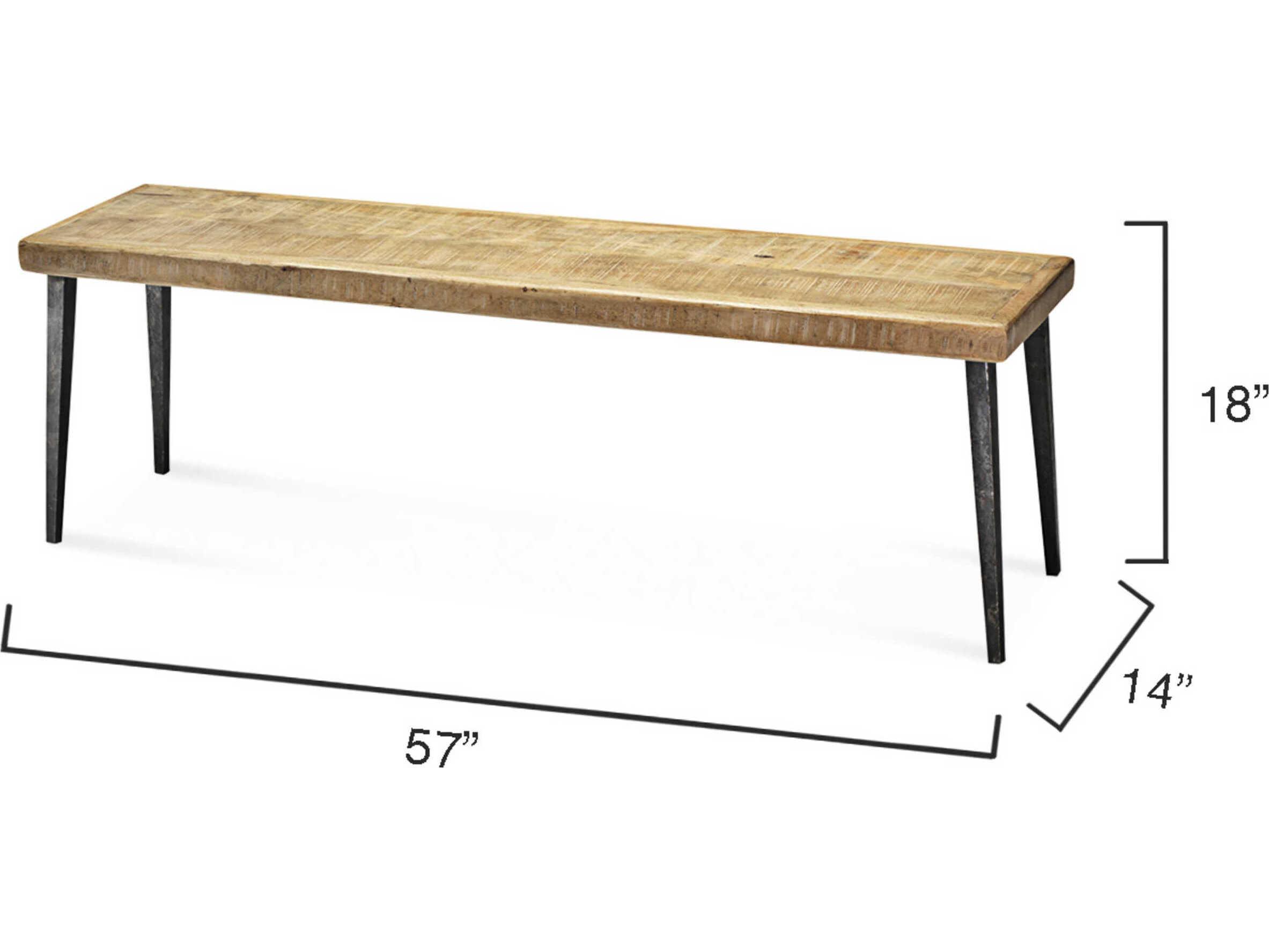 Jamie Young Farmhouse Natural Wood & Iron Bench