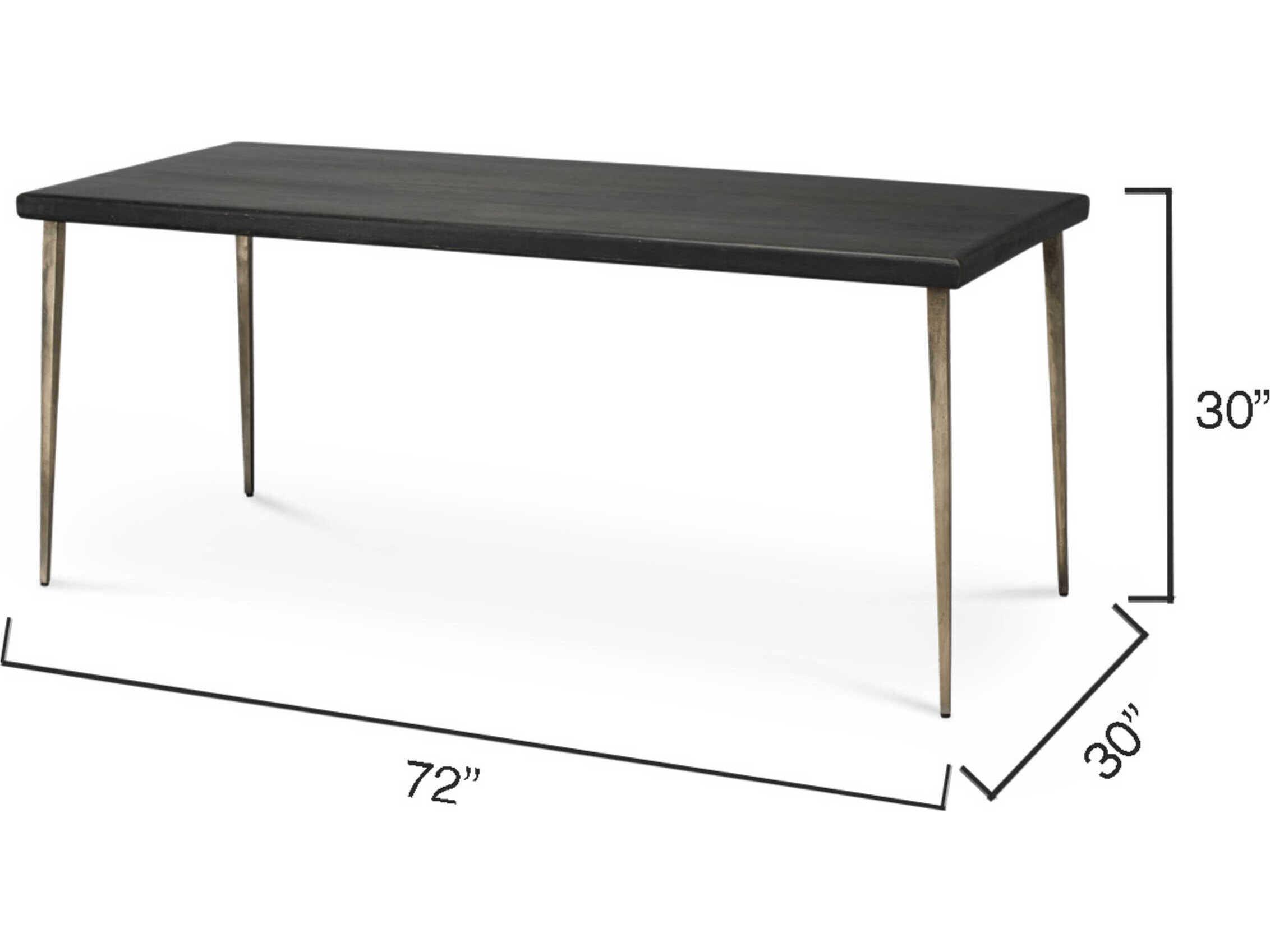Jamie Young Farmhouse Rectangular Dark Wood Antique Silver Legs Dining Table