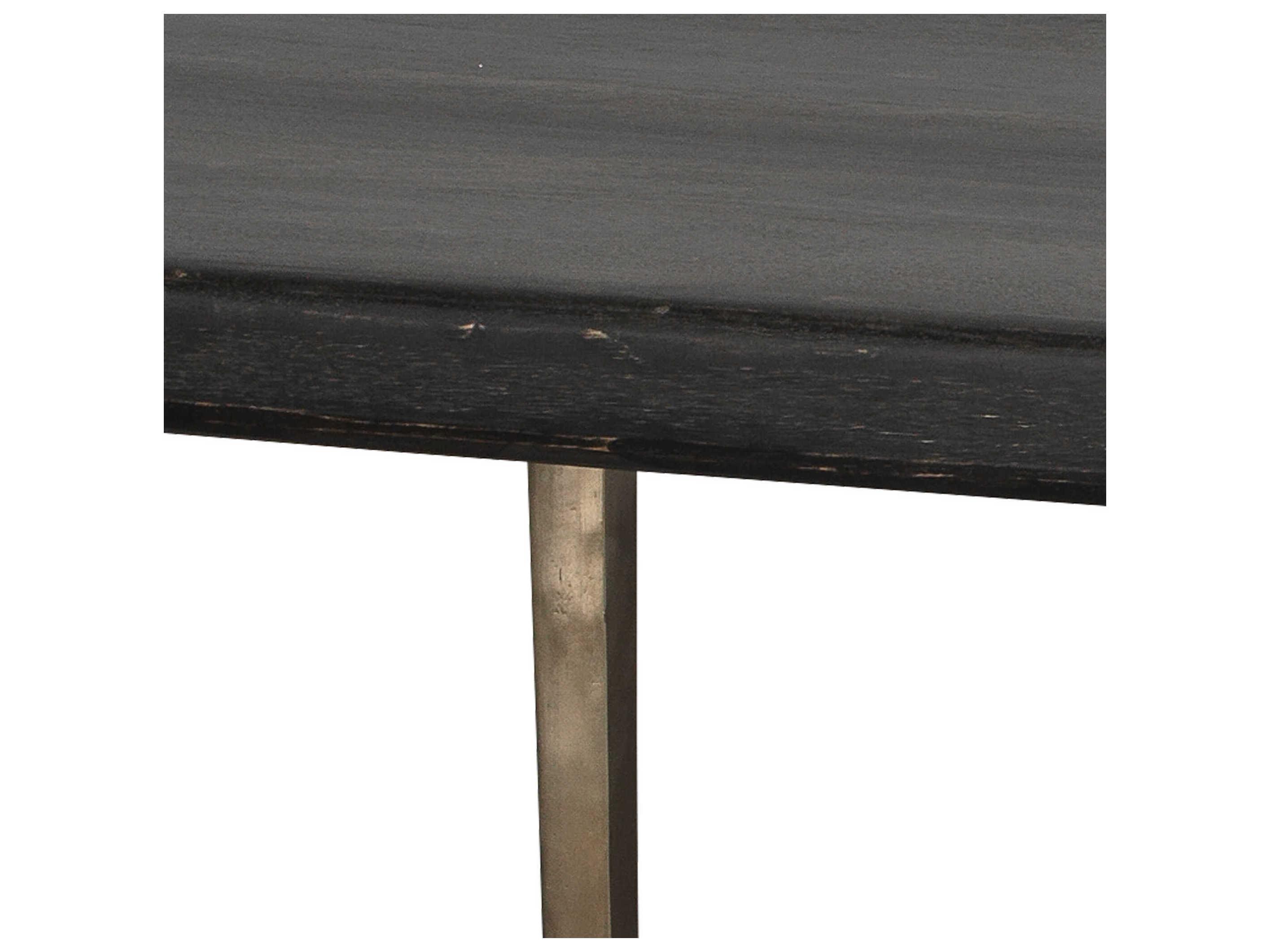 Jamie Young Farmhouse Rectangular Dark Wood Antique Silver Legs Dining Table