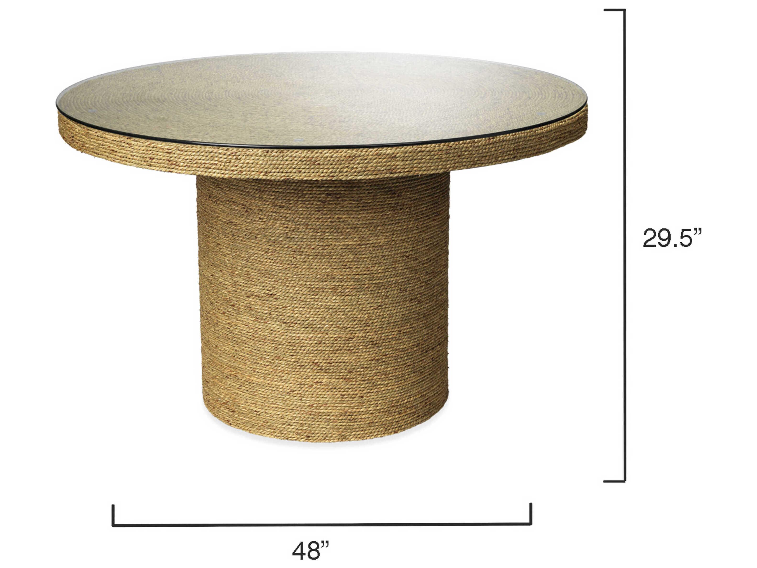 Jamie Young Harbor Round Glass Natural Dining Table