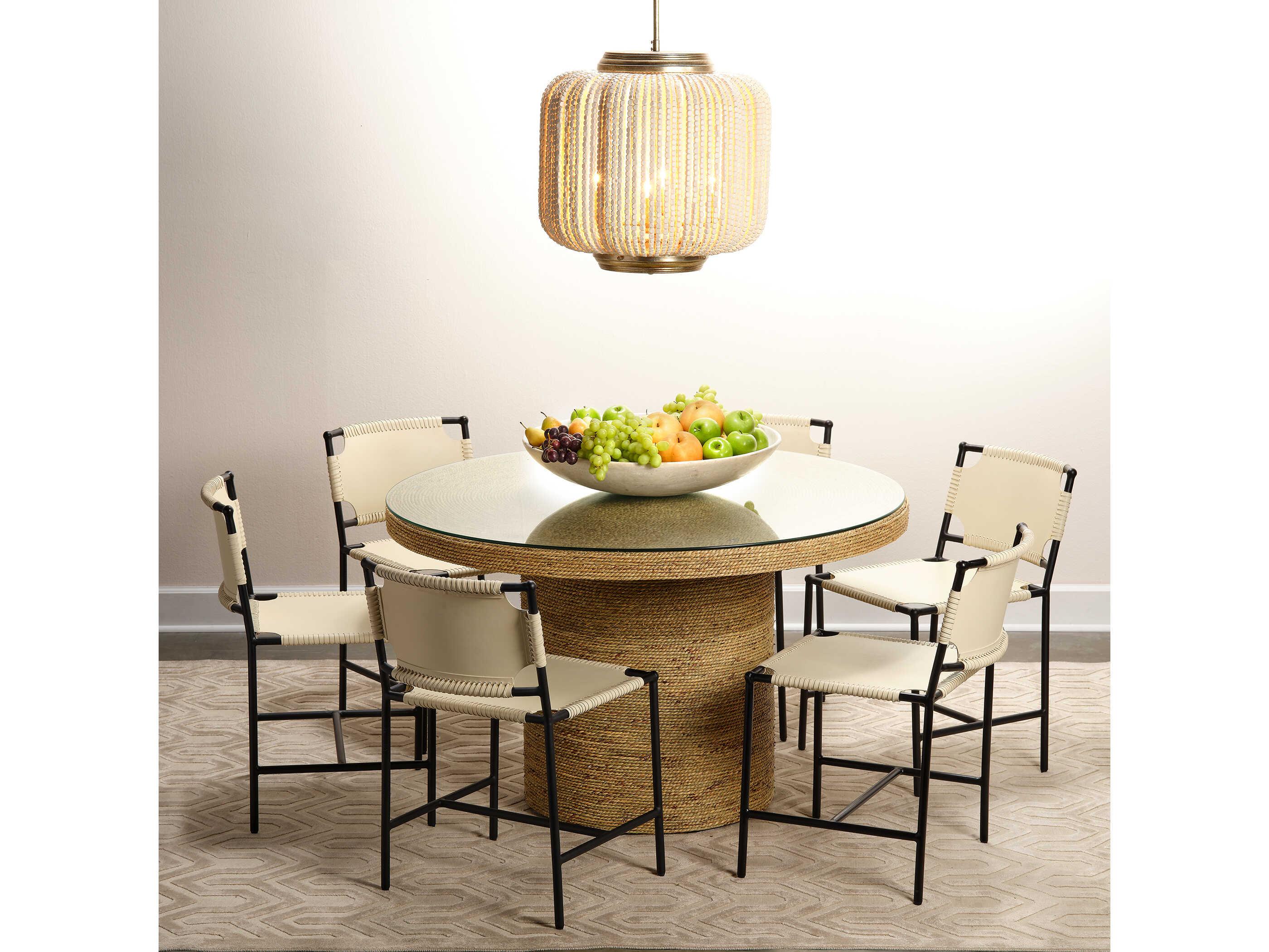 Jamie Young Harbor Round Glass Natural Dining Table