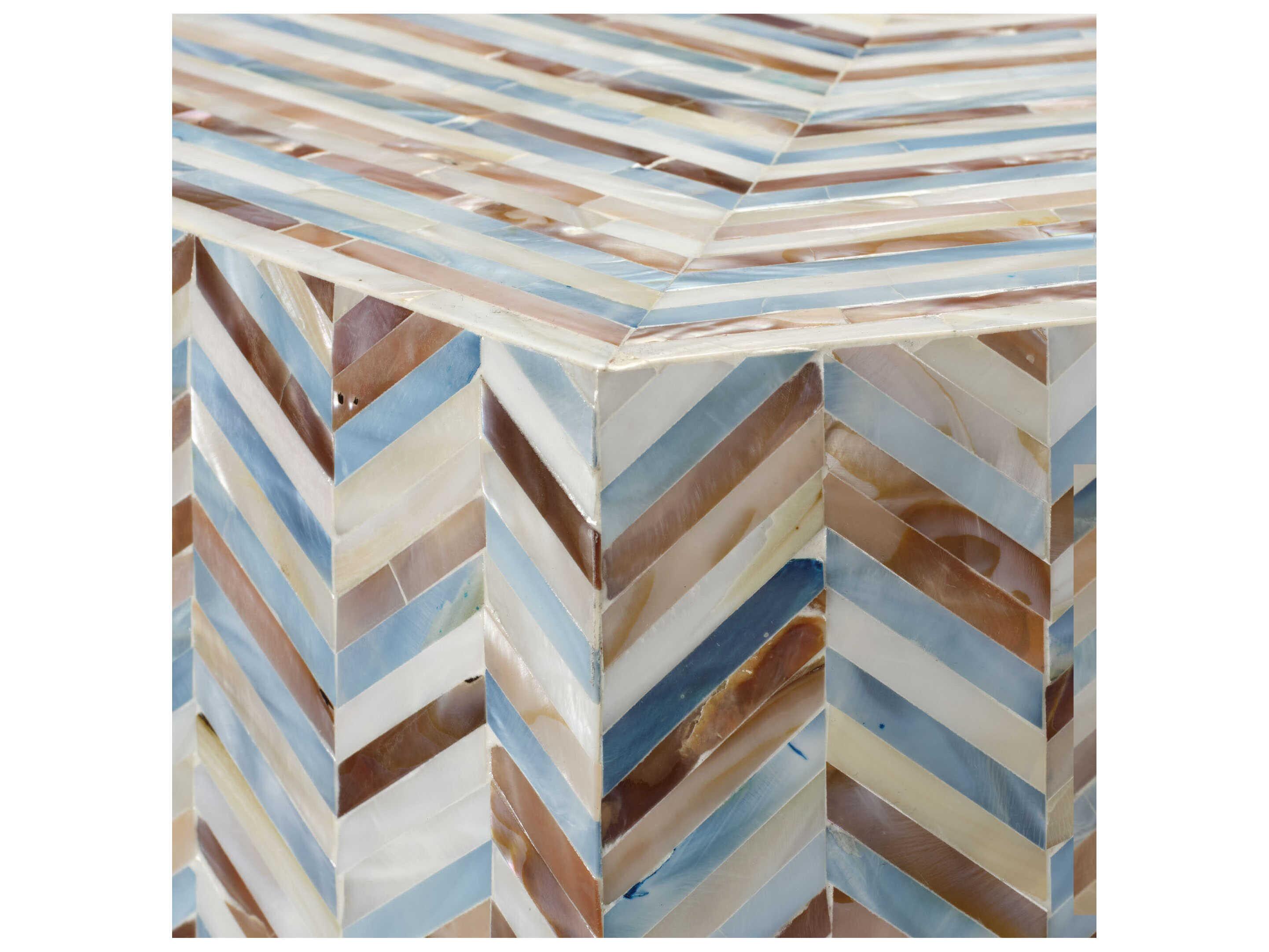 Jamie Young Hepburn 36" Hexagon Mother of Pearl Grey Coffee Table