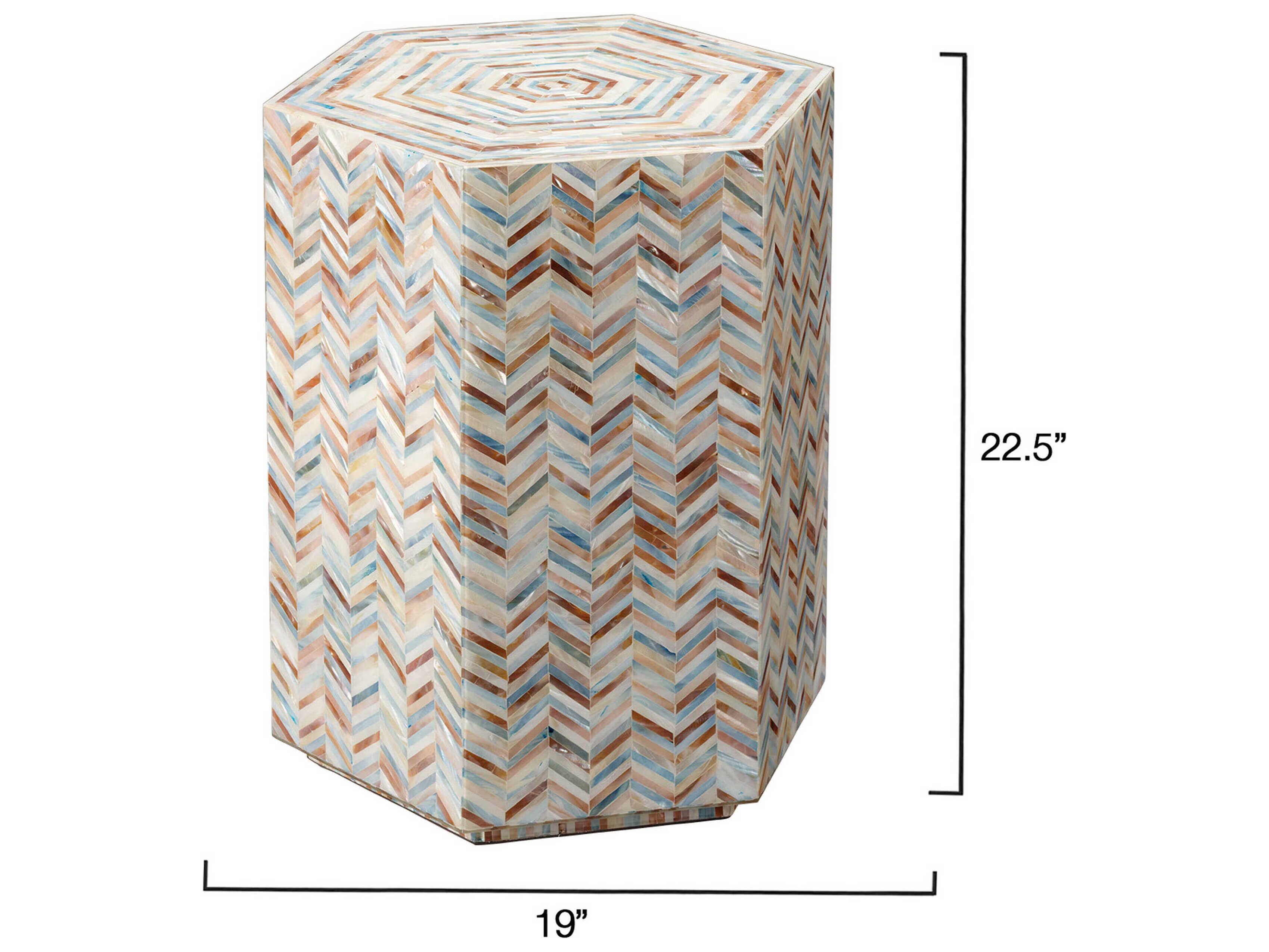 Jamie Young Hepburn 19" Hexagon Mother of Pearl Grey End Table