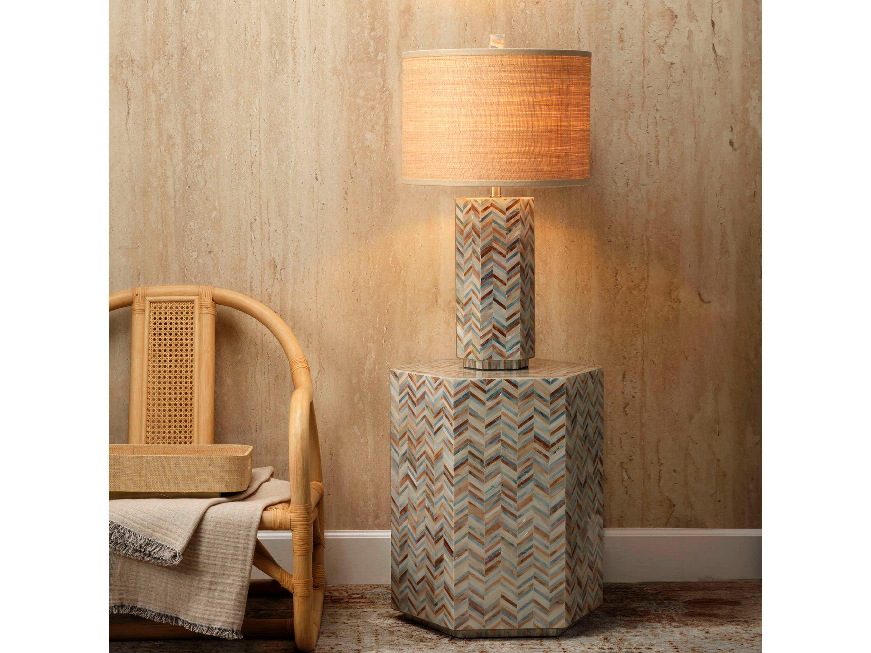 Jamie Young Hepburn 19" Hexagon Mother of Pearl Grey End Table