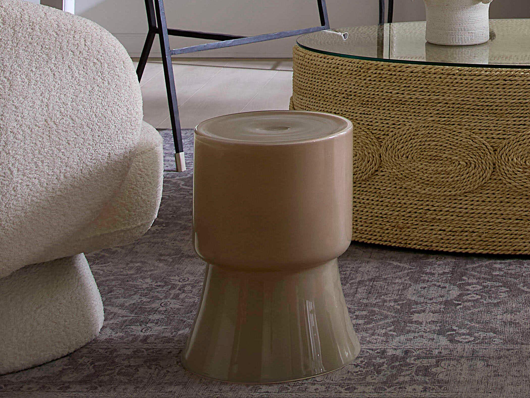 Jamie Young Huntington Taupe Brown Accent Stool